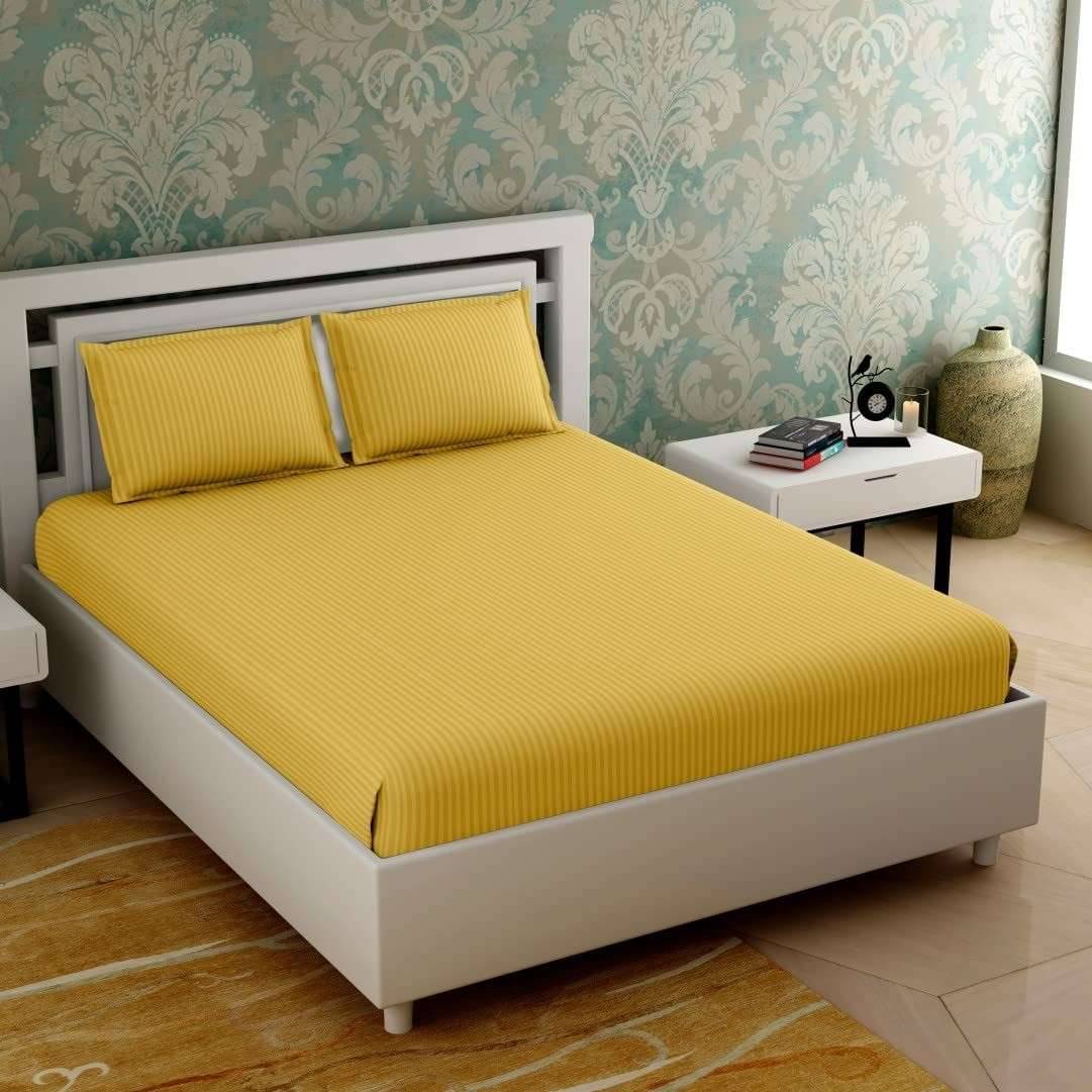 DOMES FAB Satin 1 Double Queen Bedsheet with 2 Pillow Covers ( Yellow ) DOMES FAB Satin 1 Double Queen Bedsheet with 2 Pillow Covers ( Yellow )