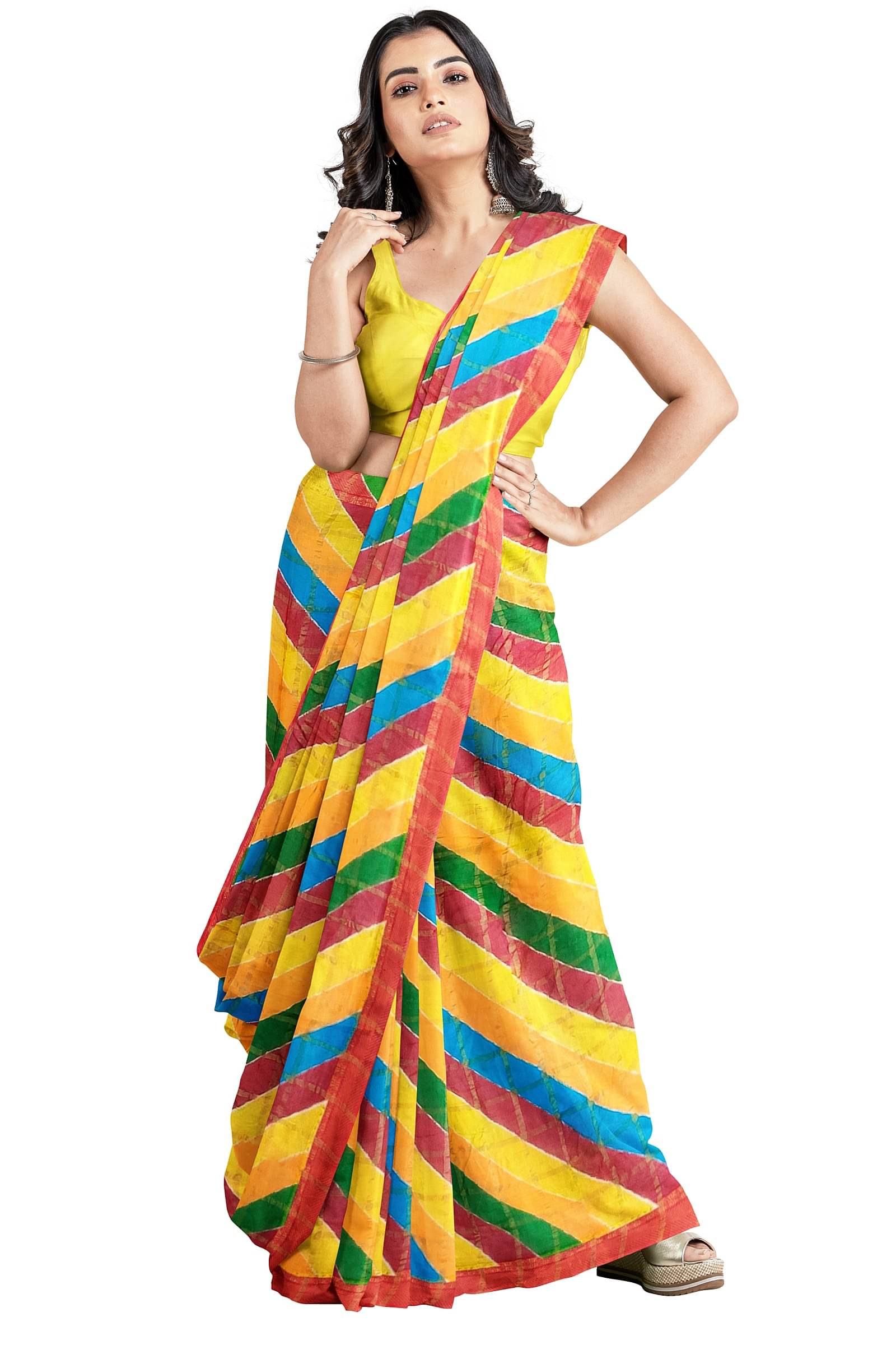Dishita Cotton Printed Leheriya Saree Without Blouse Piece ( Multicolor ) Dishita Cotton Printed Leheriya Saree Without Blouse Piece ( Multicolor )