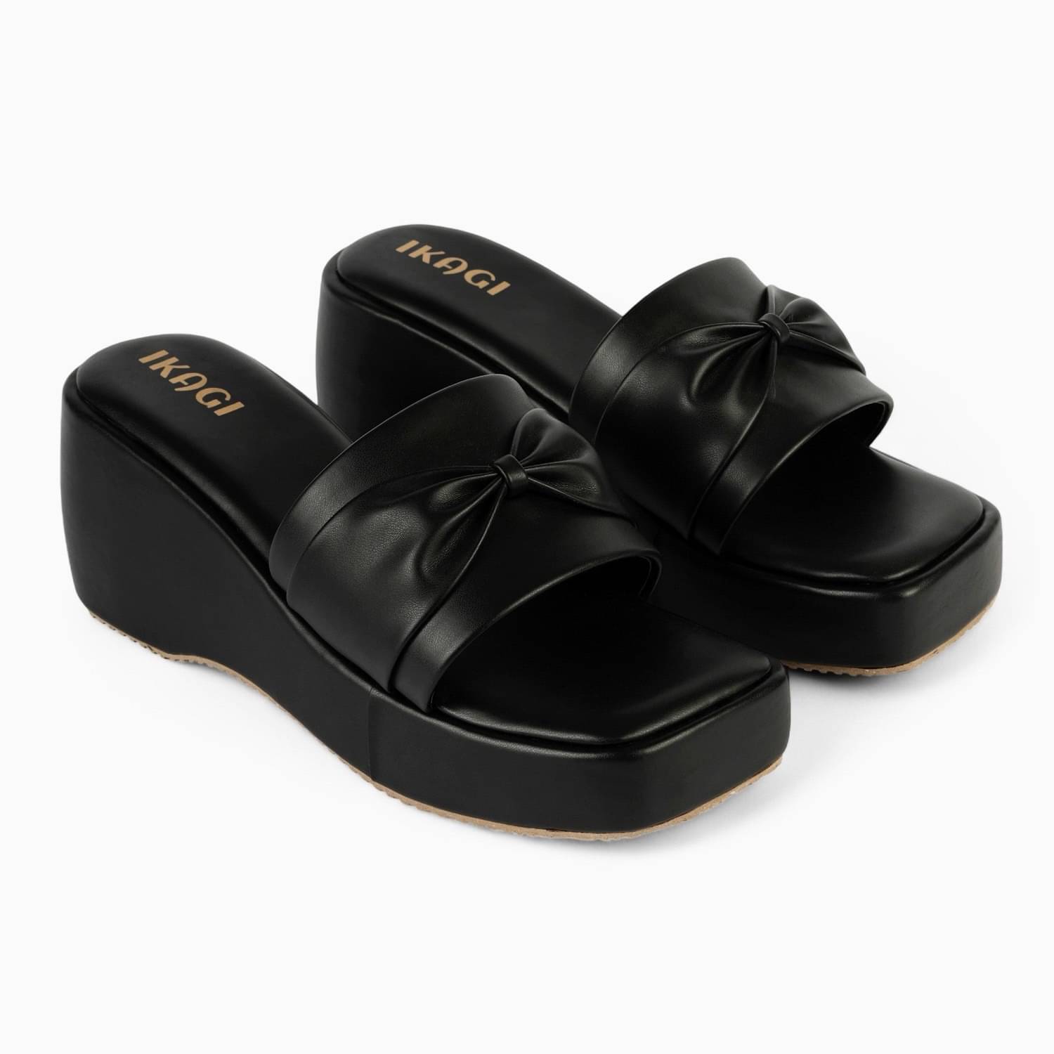     			IKAGI Black Women's Slip On Heels