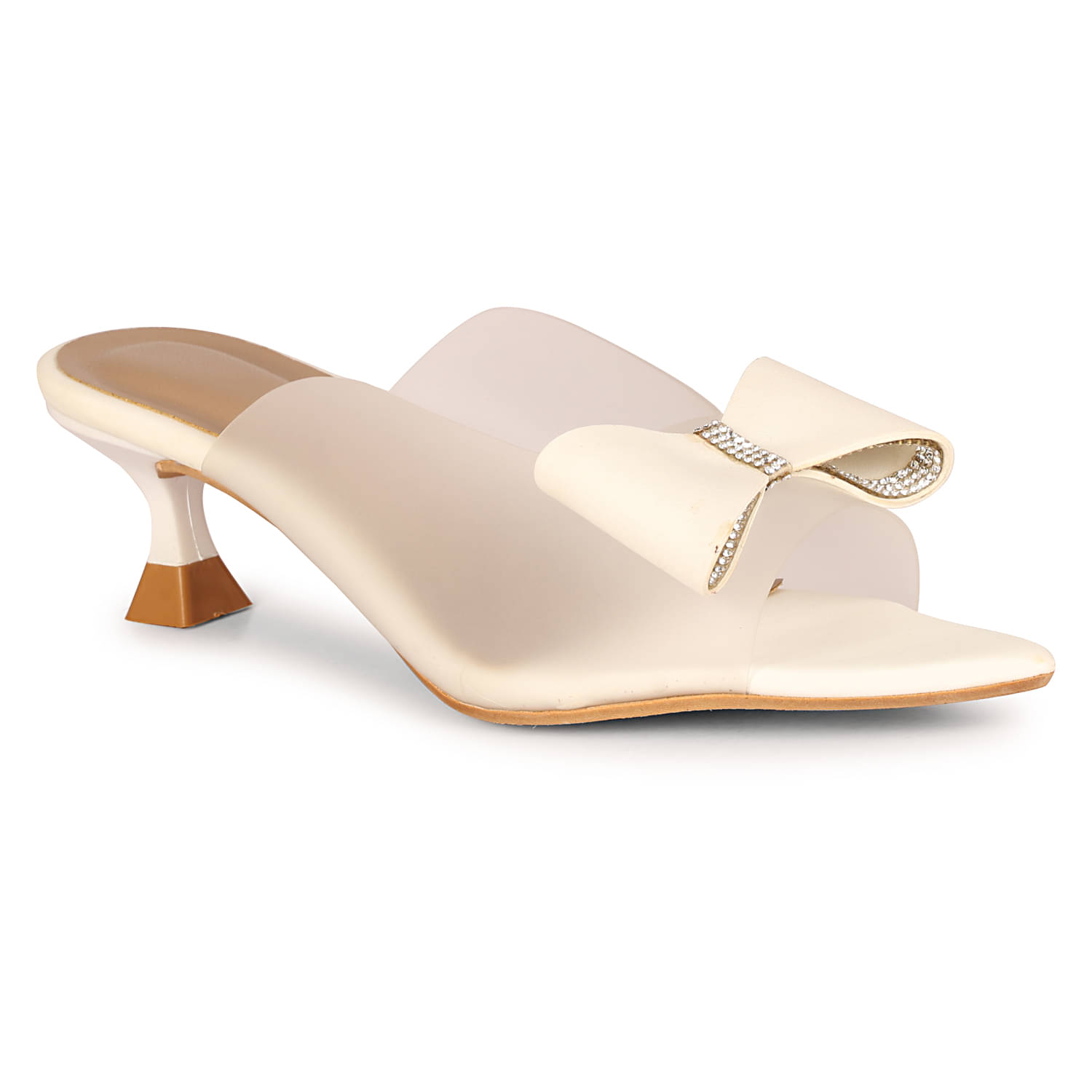     			Ishransh White Women's Mules Heels