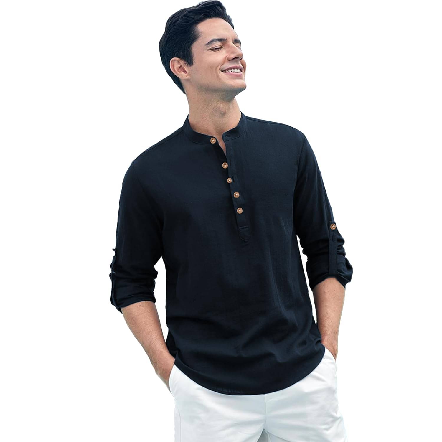 KNOWTED Navy Blue Cotton Men's Shirt Style Kurta ( Pack of 1 ) KNOWTED Navy Blue Cotton Men's Shirt Style Kurta ( Pack of 1 )