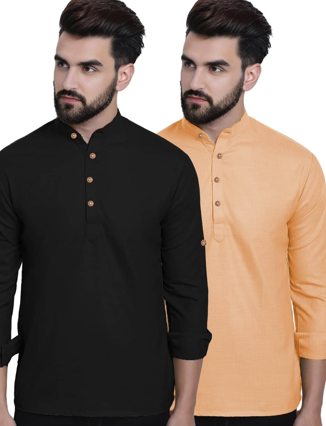 KNOWTED Orange Cotton Men's Shirt Style Kurta ( Pack of 2 ) KNOWTED Orange Cotton Men's Shirt Style Kurta ( Pack of 2 )