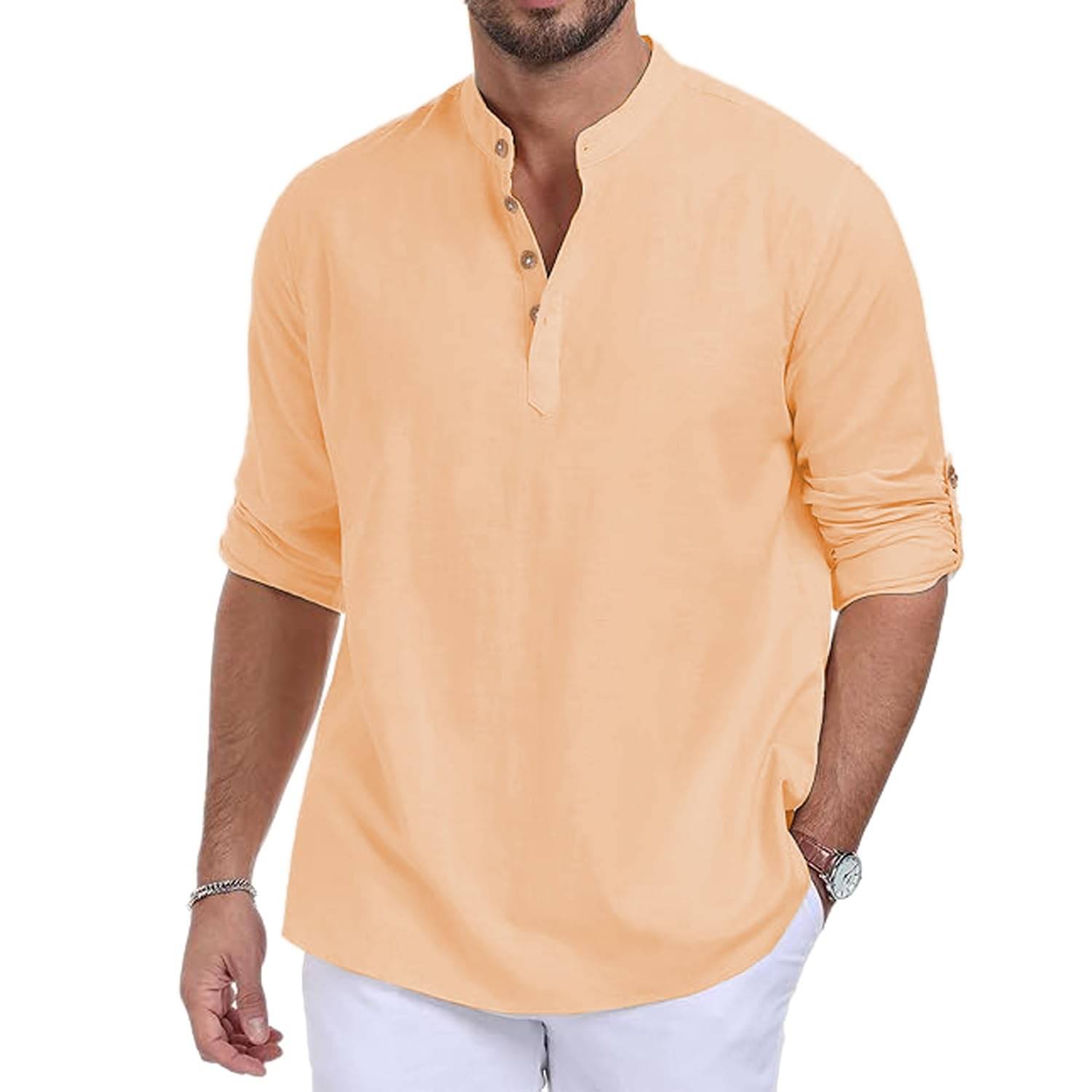     			KNOWTED Orange Cotton Men's Shirt Style Kurta ( Pack of 1 )