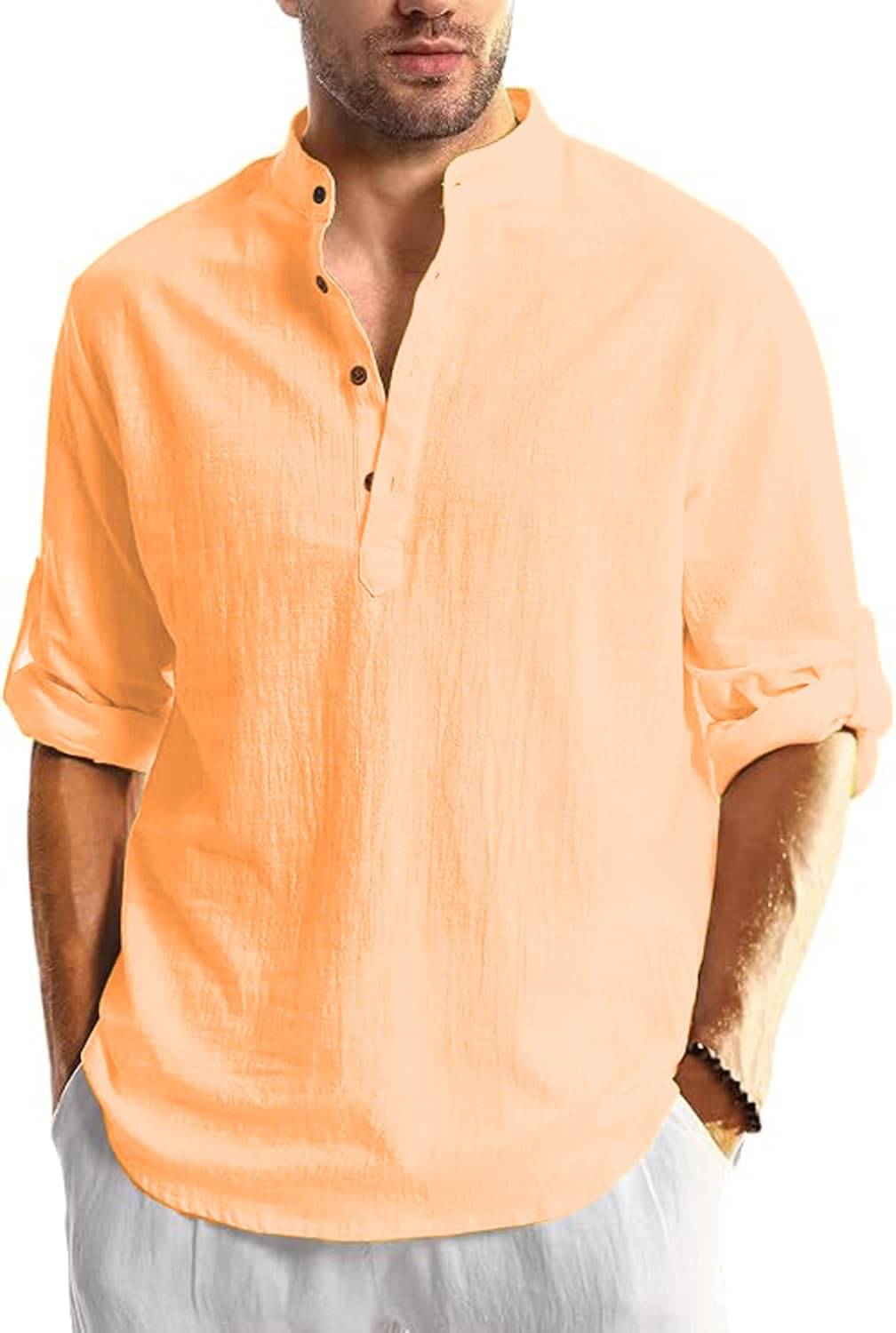 KNOWTED Orange Cotton Men's Shirt Style Kurta ( Pack of 1 ) KNOWTED Orange Cotton Men's Shirt Style Kurta ( Pack of 1 )