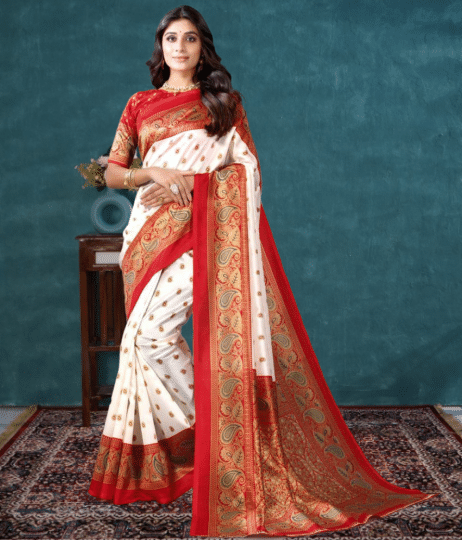 Kanooda Prints Silk Blend Woven Mysore Silk Sarees With Unstitched Blouse Piece ( Multicolor ) Kanooda Prints Silk Blend Woven Mysore Silk Sarees With Unstitched Blouse Piece ( Multicolor )