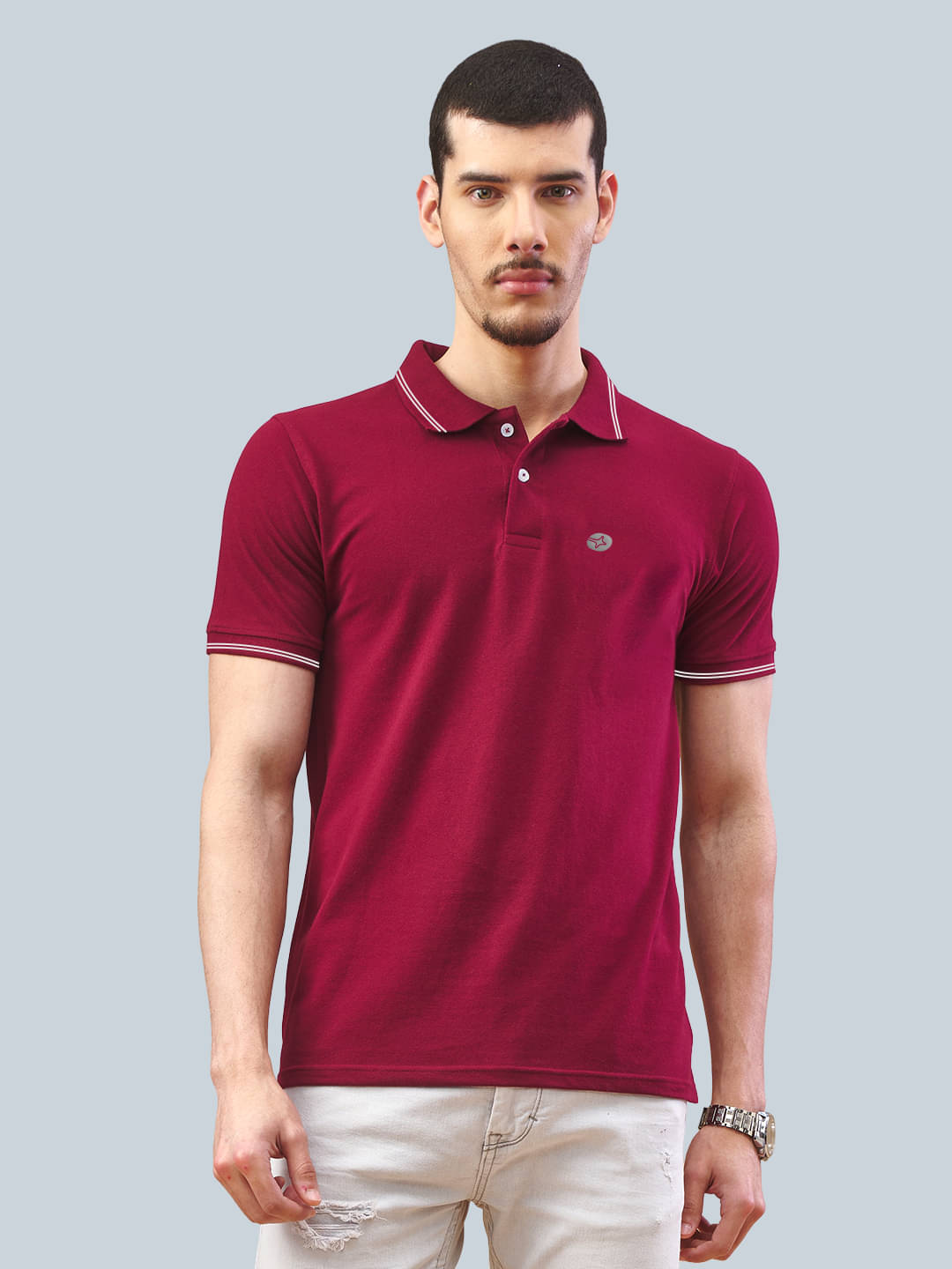     			Lux Nitro Men Cotton Regular Fit Solid Polo T Shirt ( Maroon )