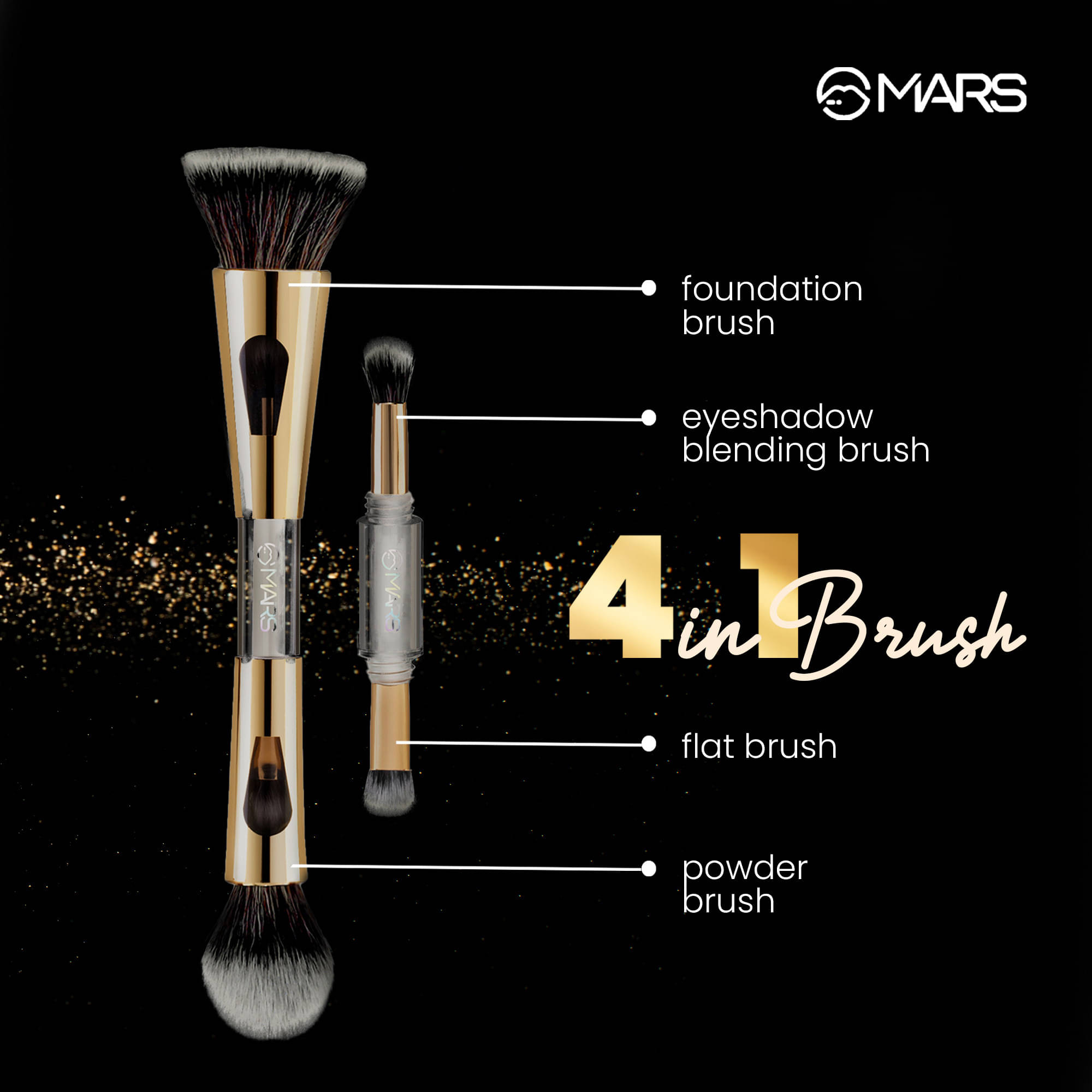 MARS 4In1 Foundation Eyeshadow Blending And Flat Brush Set (Pack of 1) MARS 4In1 Foundation Eyeshadow Blending And Flat Brush Set (Pack of 1)