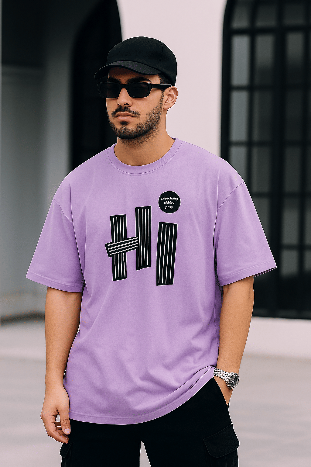 Madilyn Men Cotton Blend Oversized Fit Printed T-Shirt ( Purple ) Madilyn Men Cotton Blend Oversized Fit Printed T-Shirt ( Purple )
