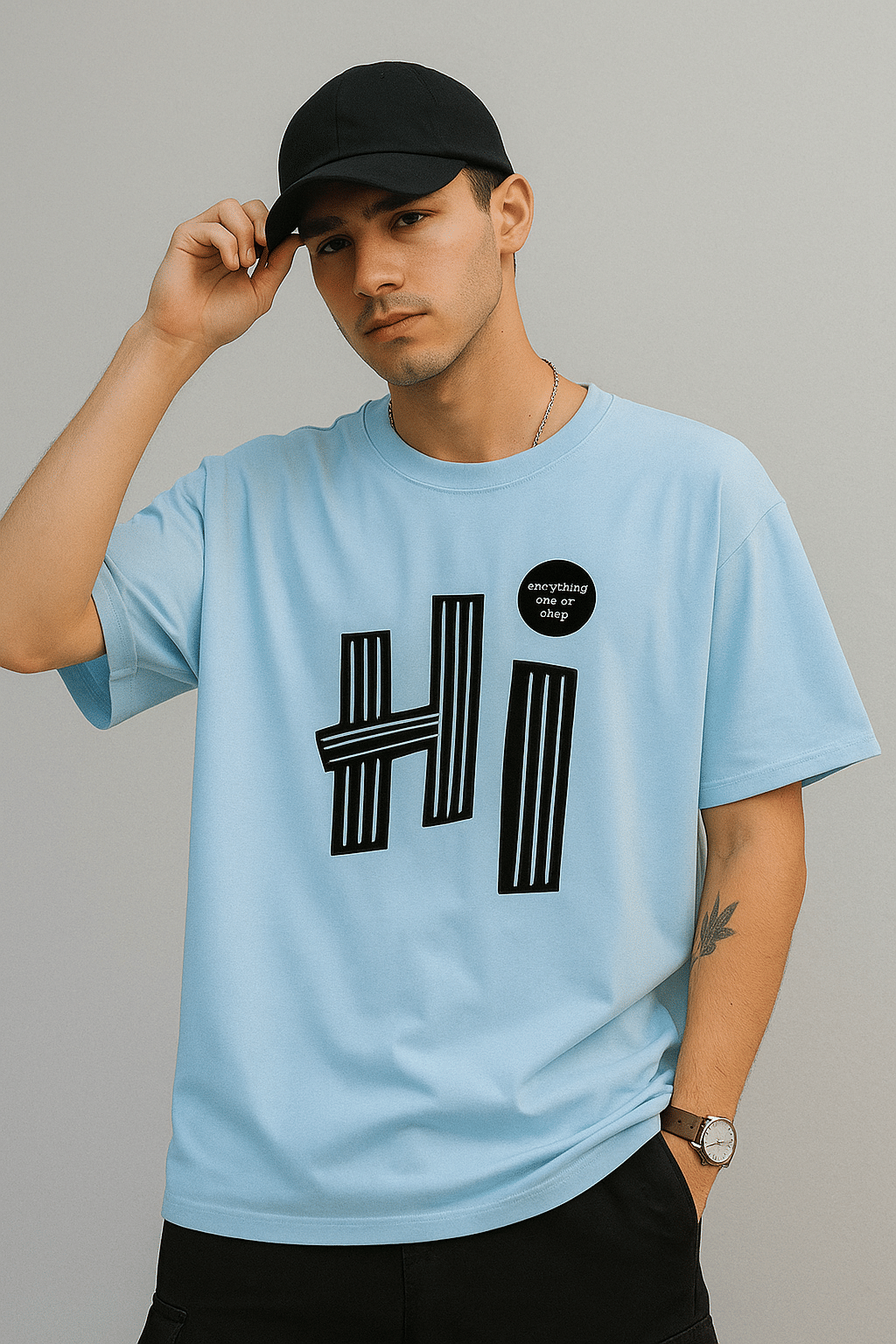 Madilyn Men Cotton Blend Oversized Fit Printed T-Shirt ( Sky Blue ) Madilyn Men Cotton Blend Oversized Fit Printed T-Shirt ( Sky Blue )