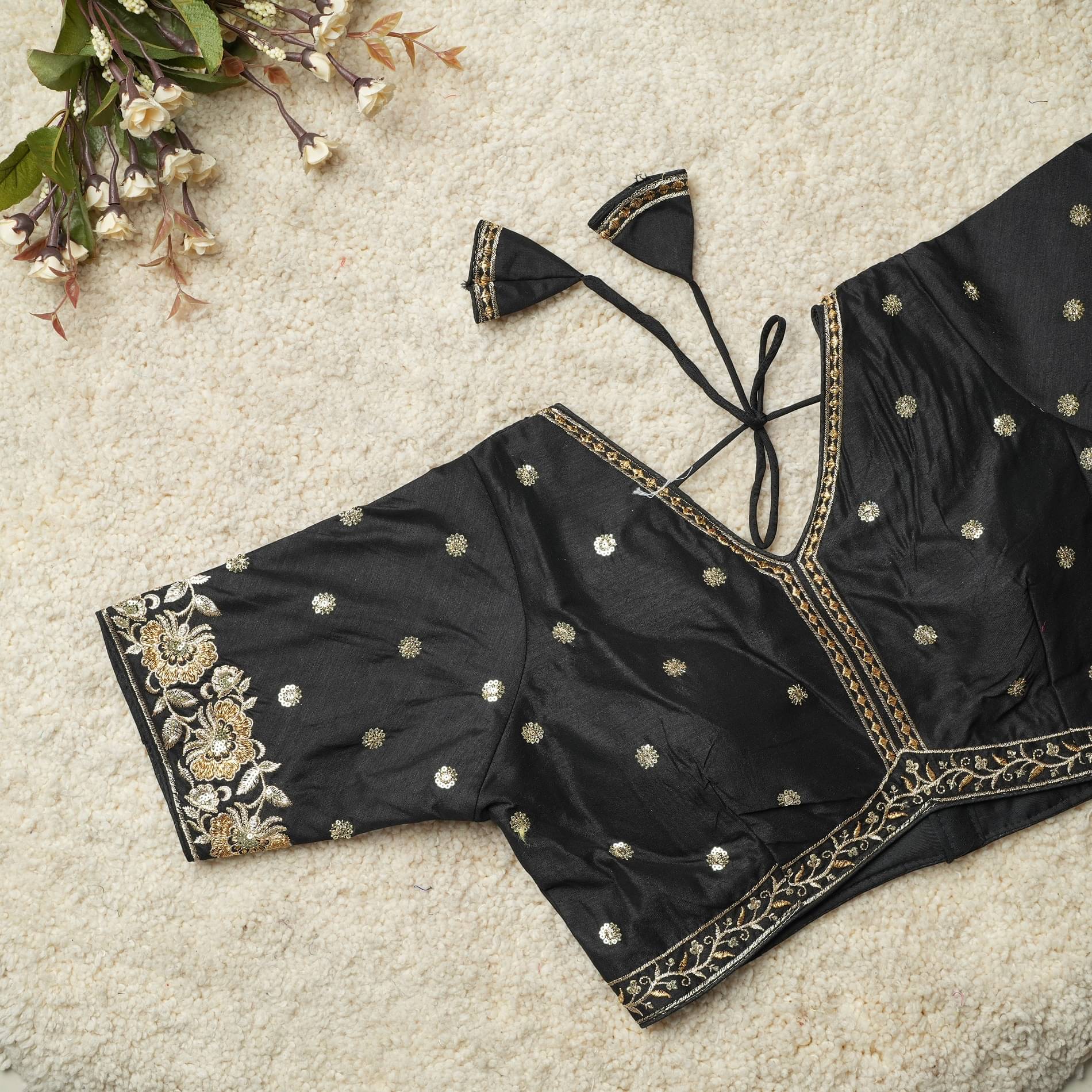     			Modern Mughals Black Readymade with Pad Art Silk Women's Blouse ( Pack of 1 )
