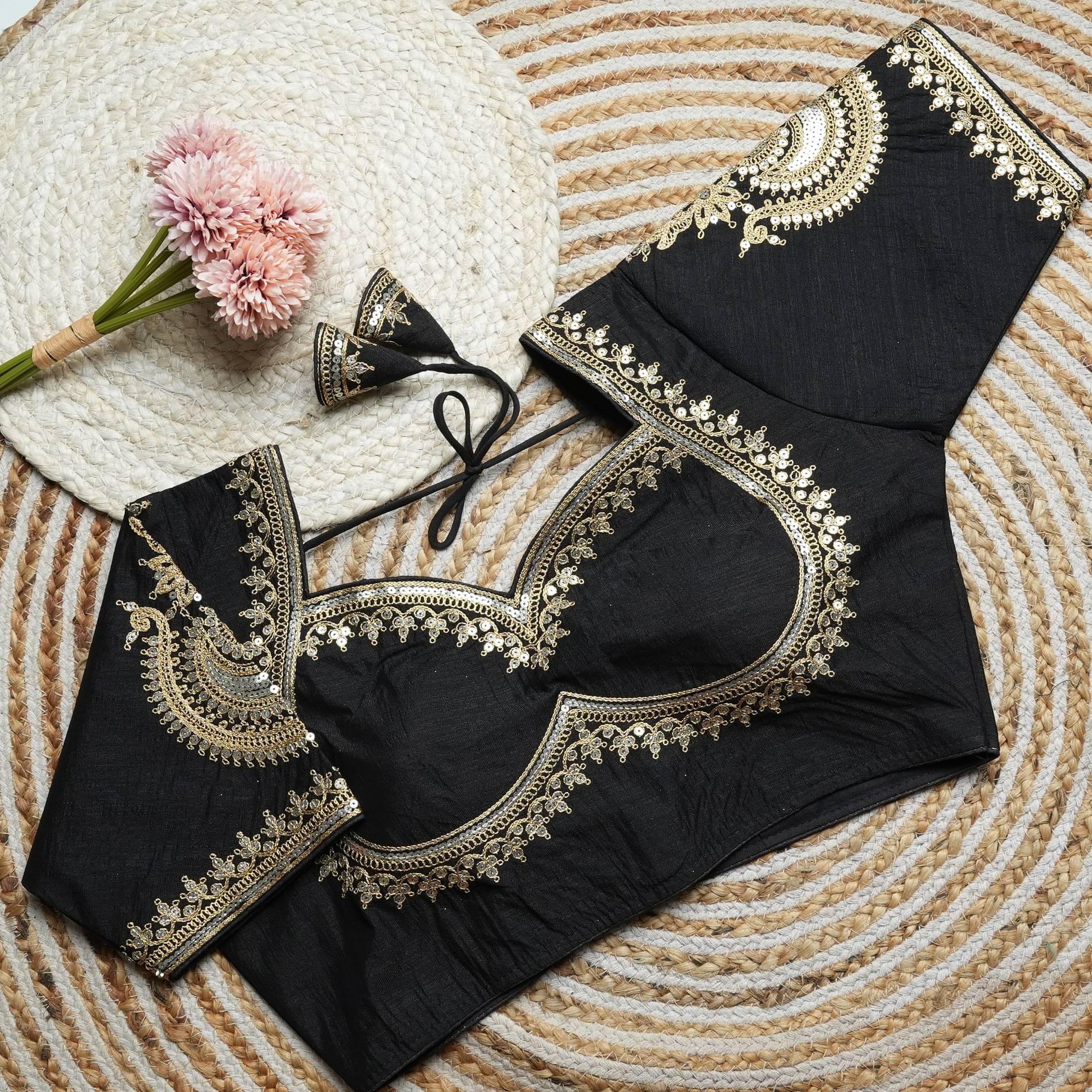     			Modern Mughals Black Readymade with Pad Art Silk Women's Blouse ( Pack of 1 )