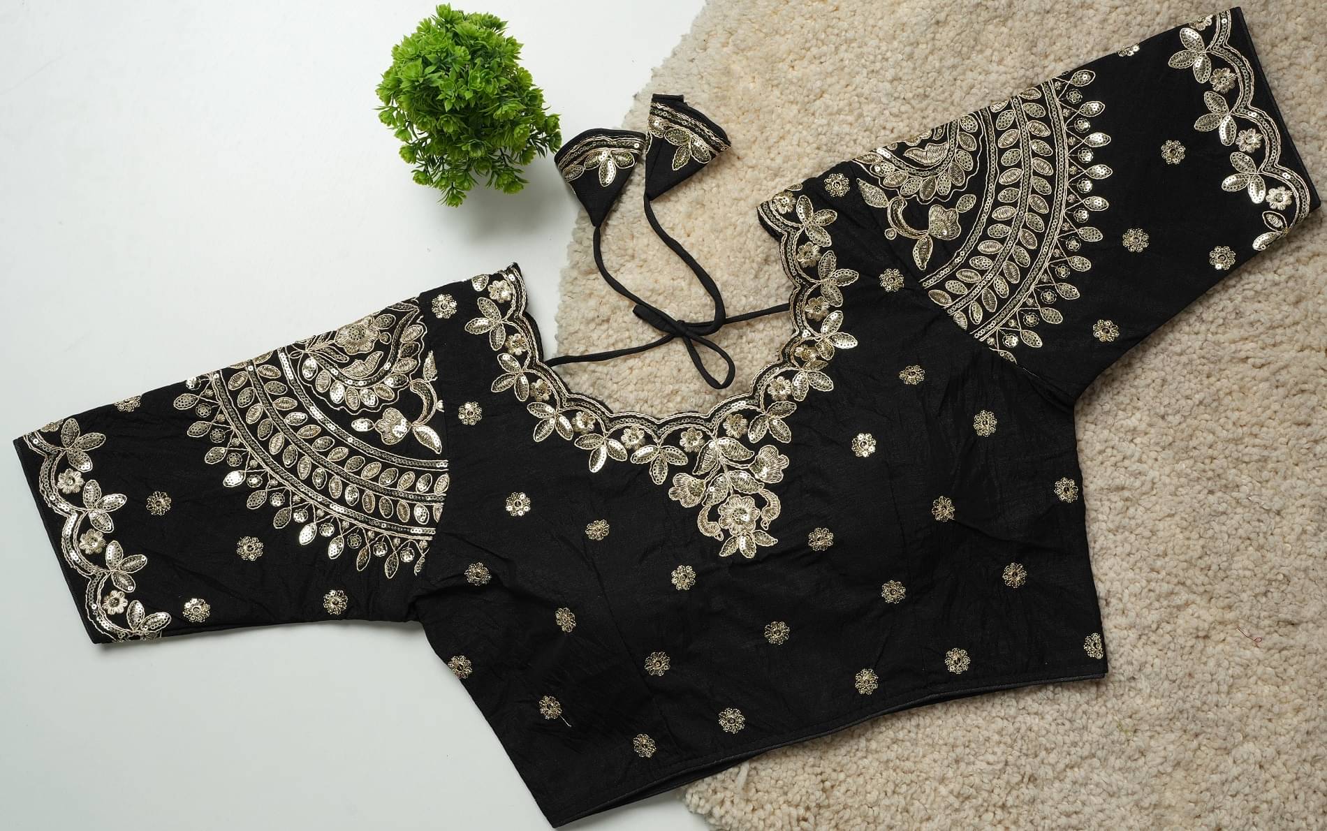     			Modern Mughals Black Readymade with Pad Art Silk Women's Blouse ( Pack of 1 )