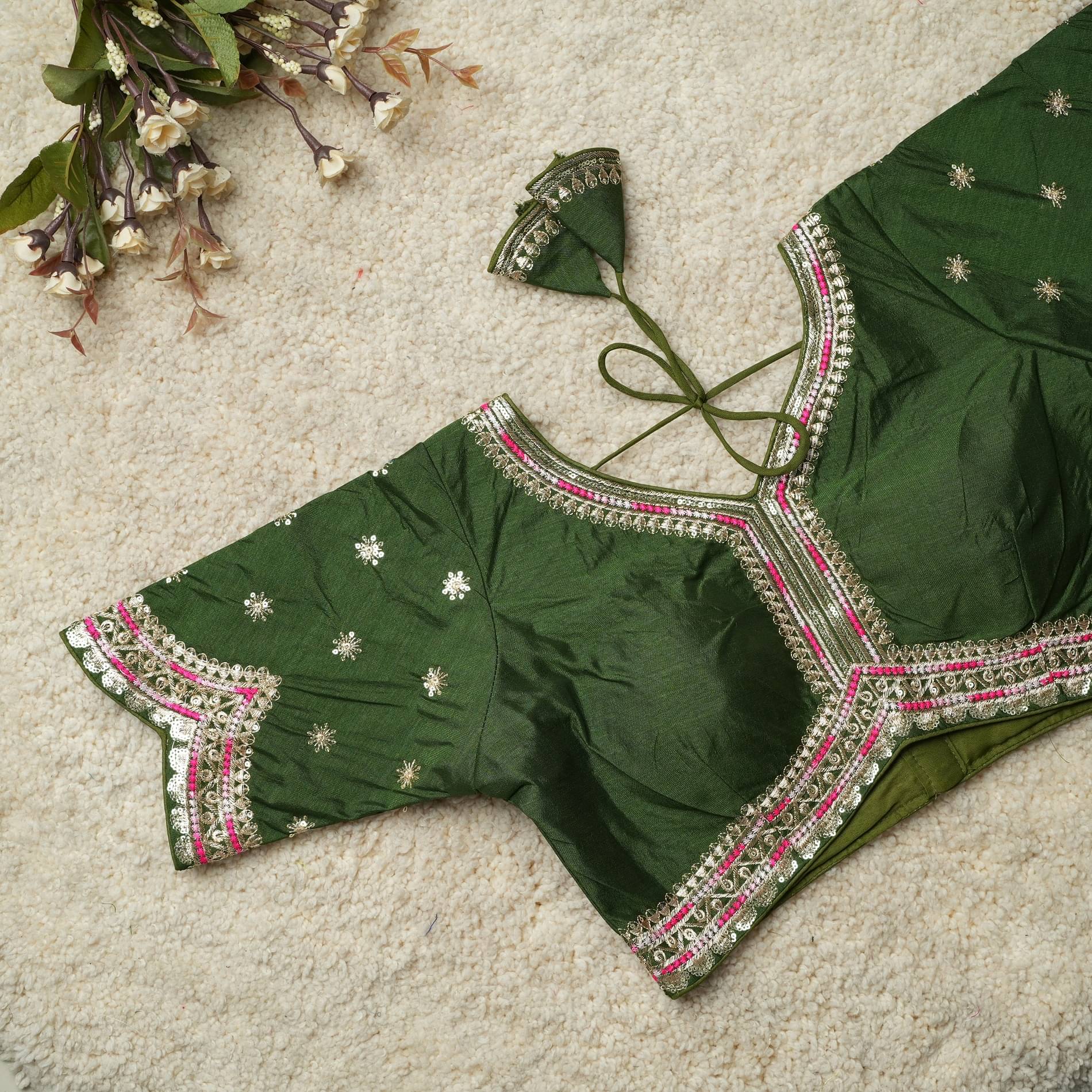     			Modern Mughals Khaki Readymade with Pad Art Silk Women's Blouse ( Pack of 1 )