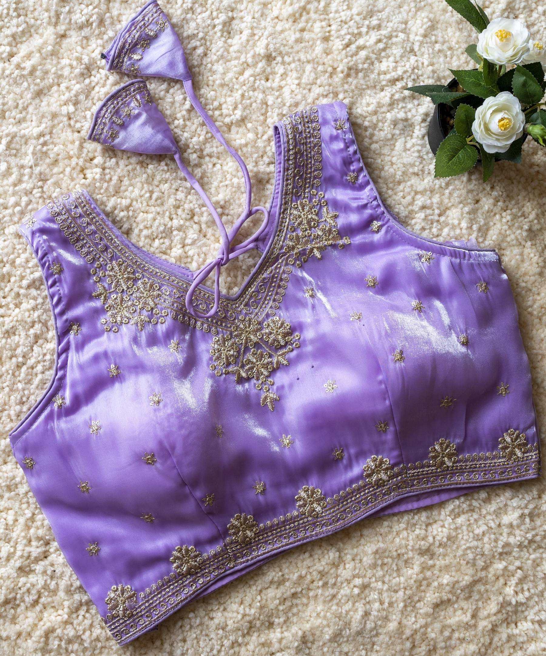     			Modern Mughals Purple Readymade with Pad Silk Blend Women's Blouse ( Pack of 1 )
