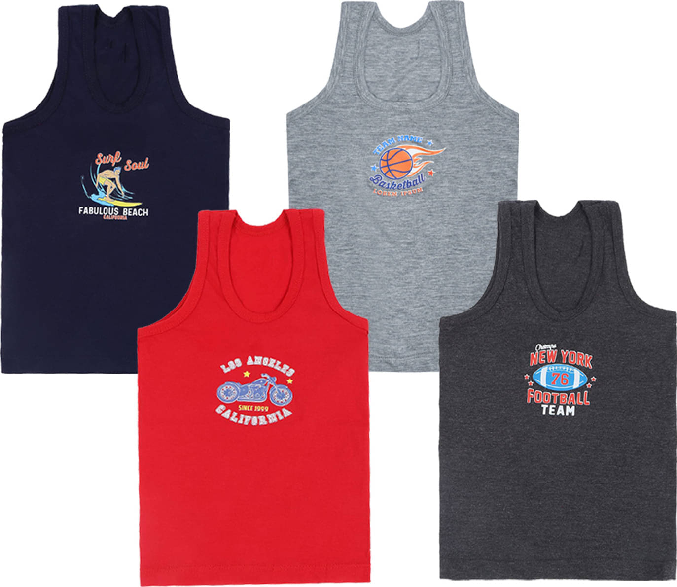     			NEW TRINATH HOSIERY Pack of 4 Baby Boys Cotton Vest ( Multicolor )