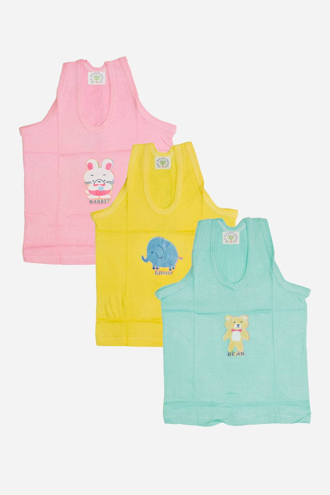 NEW TRINATH HOSIERY Pack of 3 Unisex for Baby Cotton Vest ( Multicolor ) NEW TRINATH HOSIERY Pack of 3 Unisex for Baby Cotton Vest ( Multicolor )