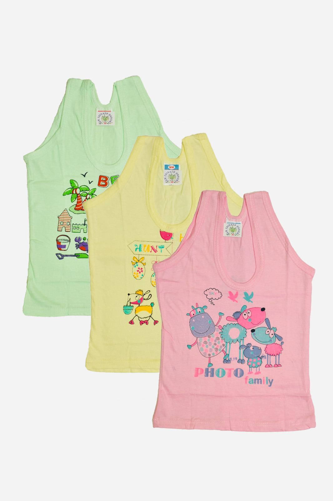 NEW TRINATH HOSIERY Pack of 3 Unisex for Baby Cotton Vest ( Multicolor ) NEW TRINATH HOSIERY Pack of 3 Unisex for Baby Cotton Vest ( Multicolor )