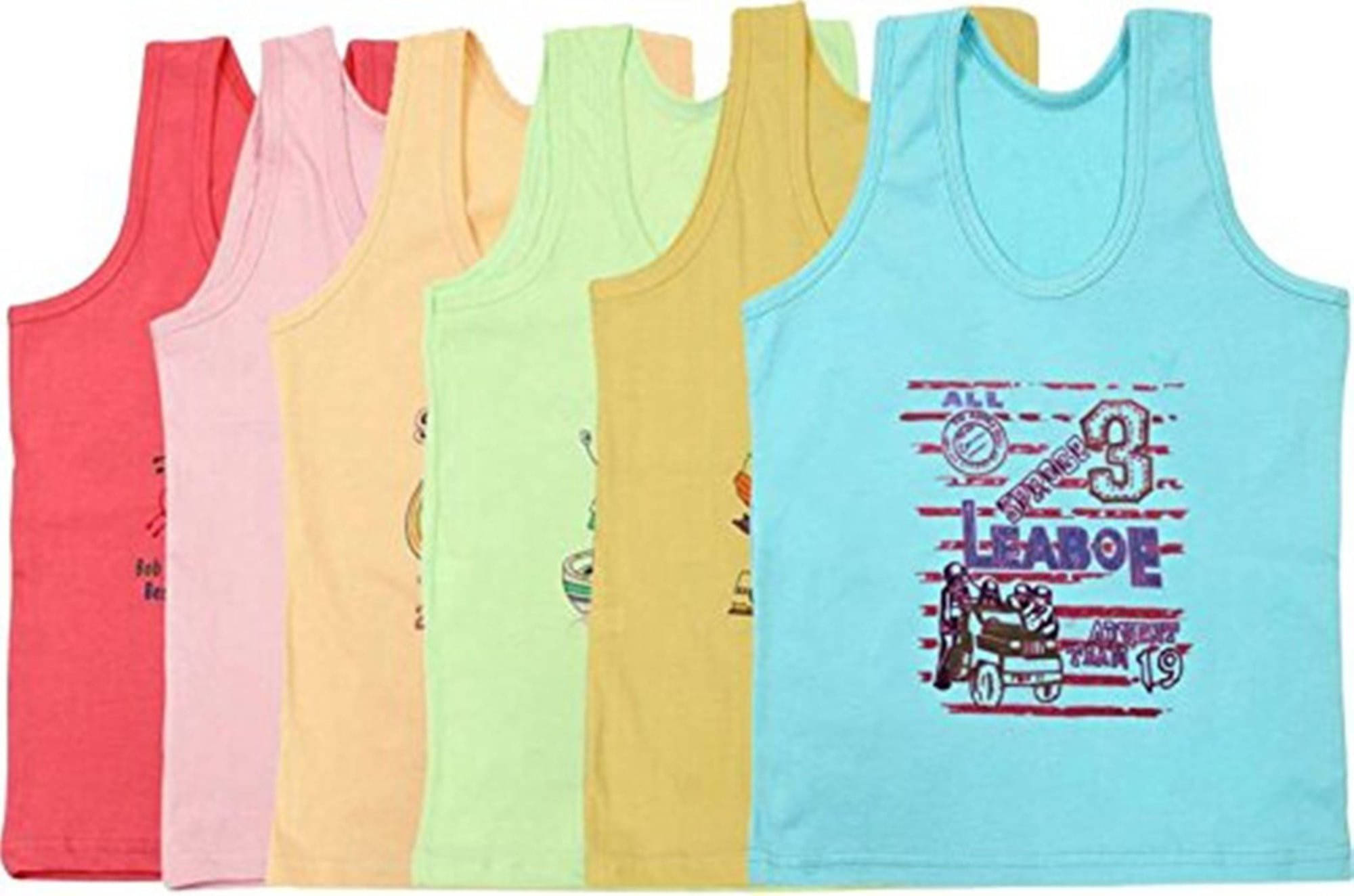 NEW TRINATH HOSIERY Pack of 6 Boys Cotton Vest ( Multicolor ) NEW TRINATH HOSIERY Pack of 6 Boys Cotton Vest ( Multicolor )