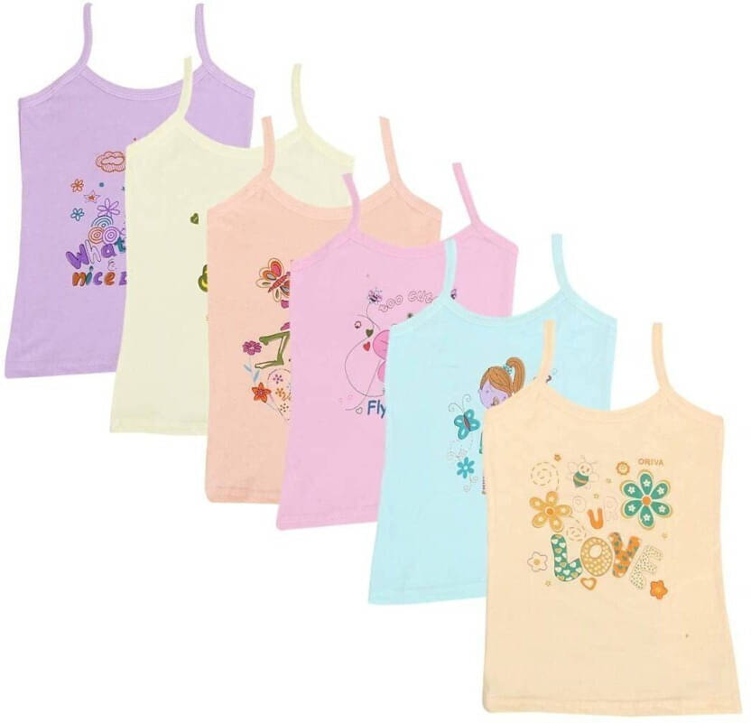 NEW TRINATH HOSIERY Pack of 5 Girls Cotton Camisoles ( Multicolor ) NEW TRINATH HOSIERY Pack of 5 Girls Cotton Camisoles ( Multicolor )