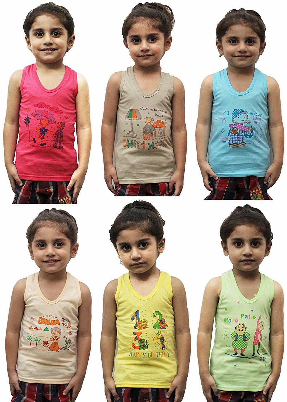     			NEW TRINATH HOSIERY Pack of 6 Baby Boys Cotton Vest ( Multicolor )