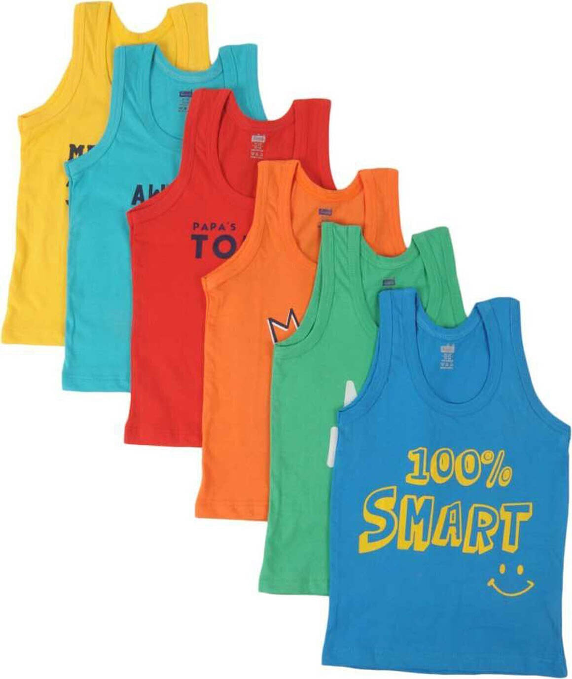 NEW TRINATH HOSIERY Pack of 6 Boys Cotton Vest ( Multicolor ) NEW TRINATH HOSIERY Pack of 6 Boys Cotton Vest ( Multicolor )