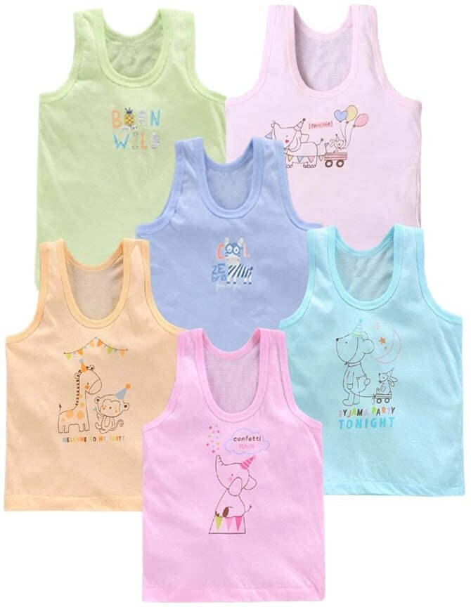 NEW TRINATH HOSIERY Pack of 6 Unisex for Baby Cotton Vest ( Multicolor ) NEW TRINATH HOSIERY Pack of 6 Unisex for Baby Cotton Vest ( Multicolor )