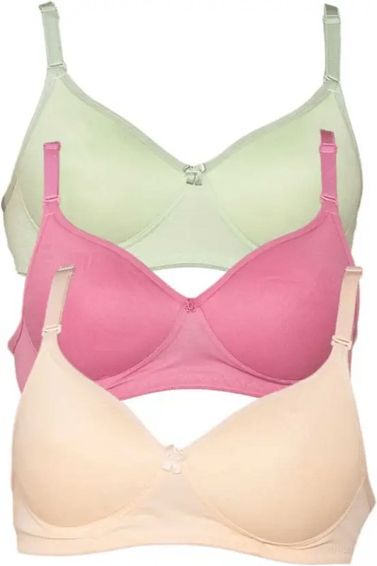     			Narsingha Dreams Pack of 3 Cotton Blend Lightly Padded Everyday Bra For Women ( Multicolor )