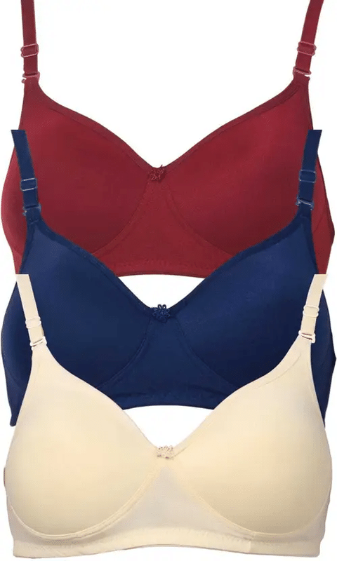     			Narsingha Dreams Pack of 3 Cotton Blend Lightly Padded Everyday Bra For Women ( Multicolor2 )