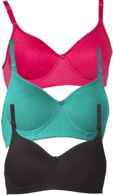     			Narsingha Dreams Pack of 3 Cotton Blend Lightly Padded Everyday Bra For Women ( Multicolor4 )