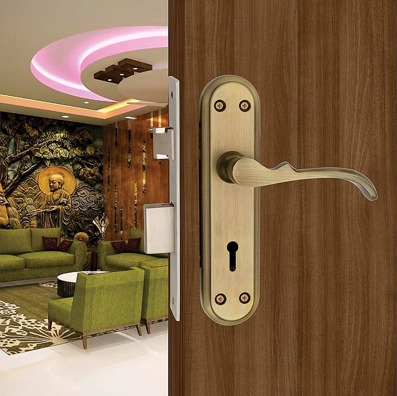 ONMAX Steel Premium Range Lock Mortise Door Lock Set Size 7 Inch Double Action Aluminium Latch Aluminium Bhogli  6 Levers and 3 Keys for House Hotel Bedroom Living Room Main Door Pack of 1 set (MML6+S703MAB)