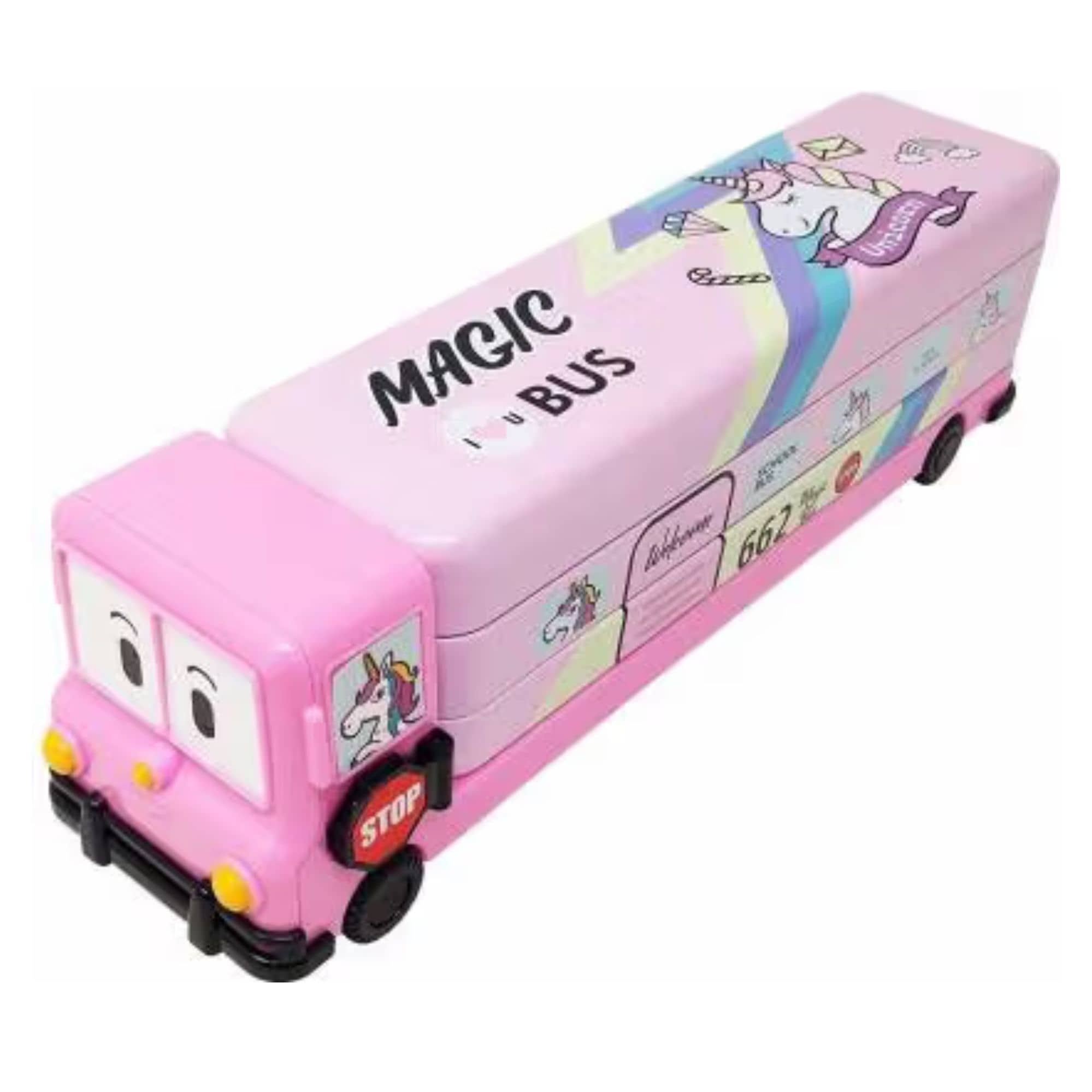 Pink Magic Bus Shape Pencil Box