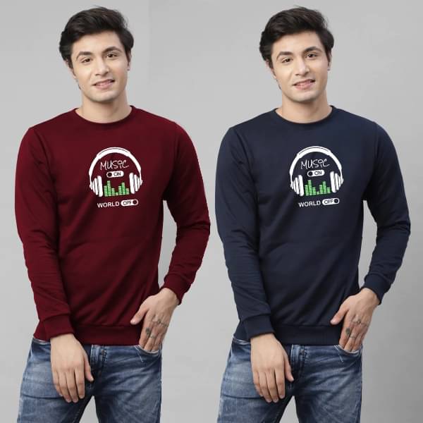     			Reya Cotton Blend Round Neck Men's Sweatshirt - Multicolor ( Pack of 2 )