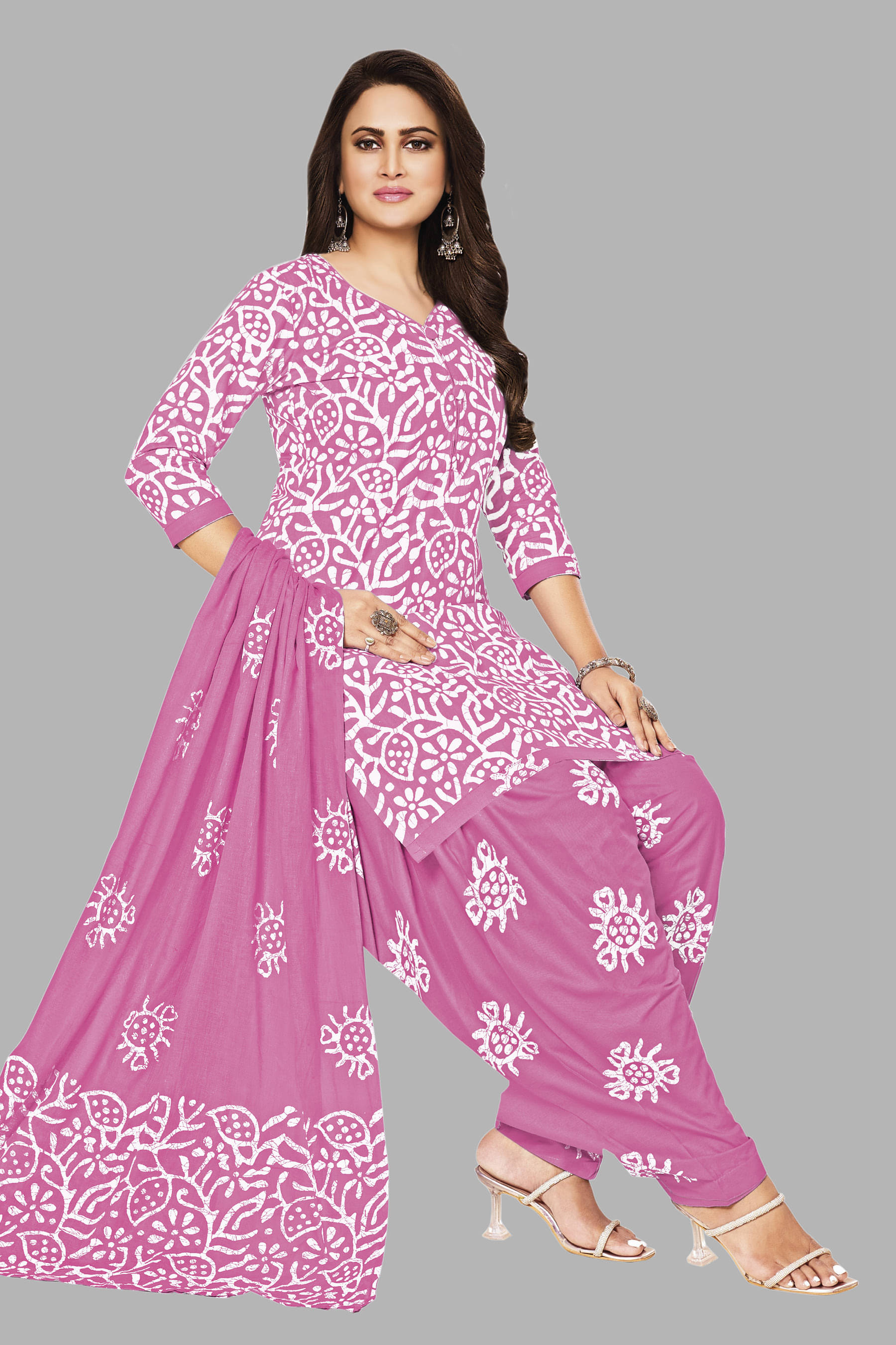     			SIMMU Women Cotton Unstitched Dress Material ( Pink )