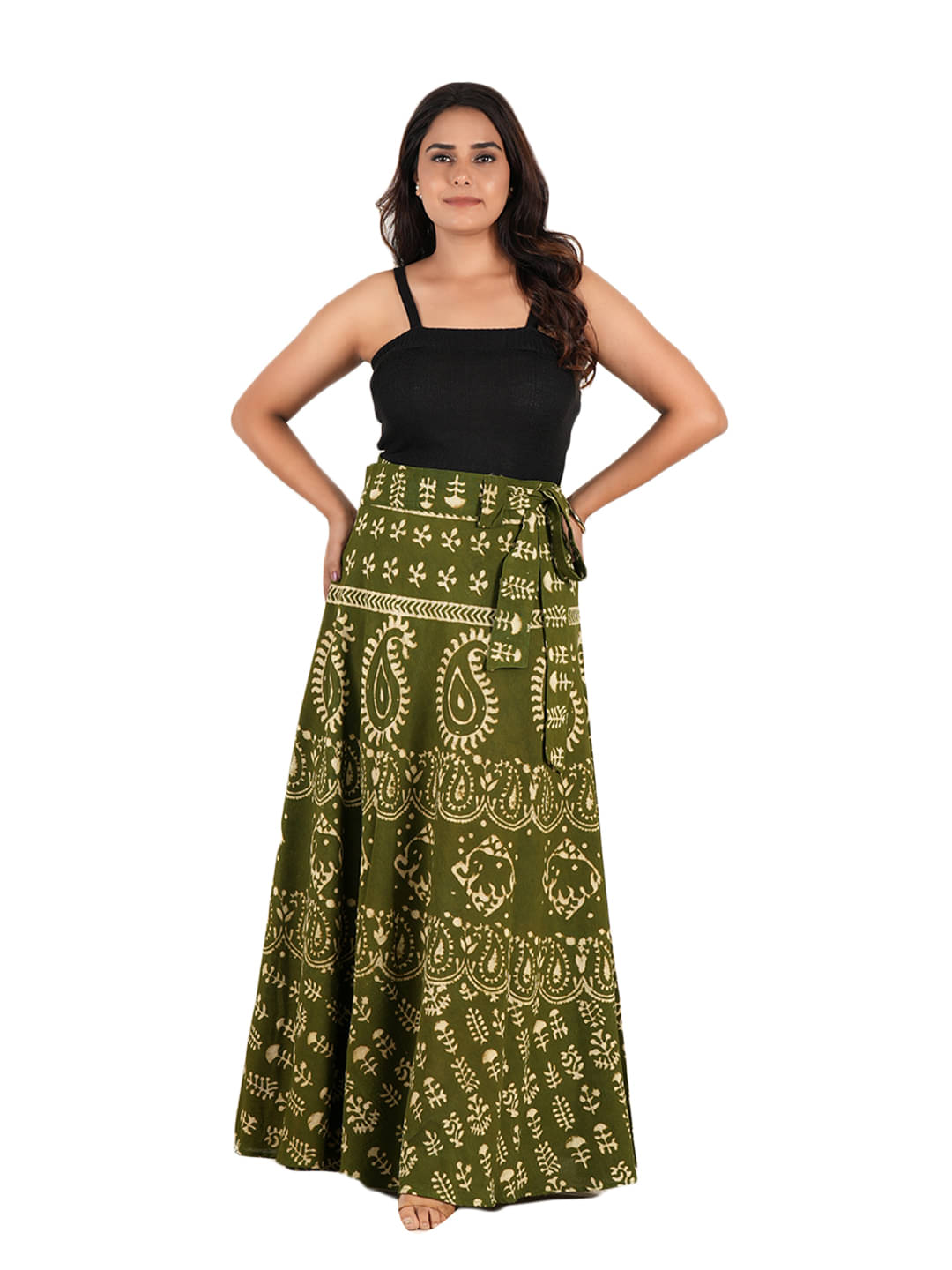 STYLE SHOES Dark Green Cotton Blend Women's Wrap Skirt ( Pack of 1 ) STYLE SHOES Dark Green Cotton Blend Women's Wrap Skirt ( Pack of 1 )