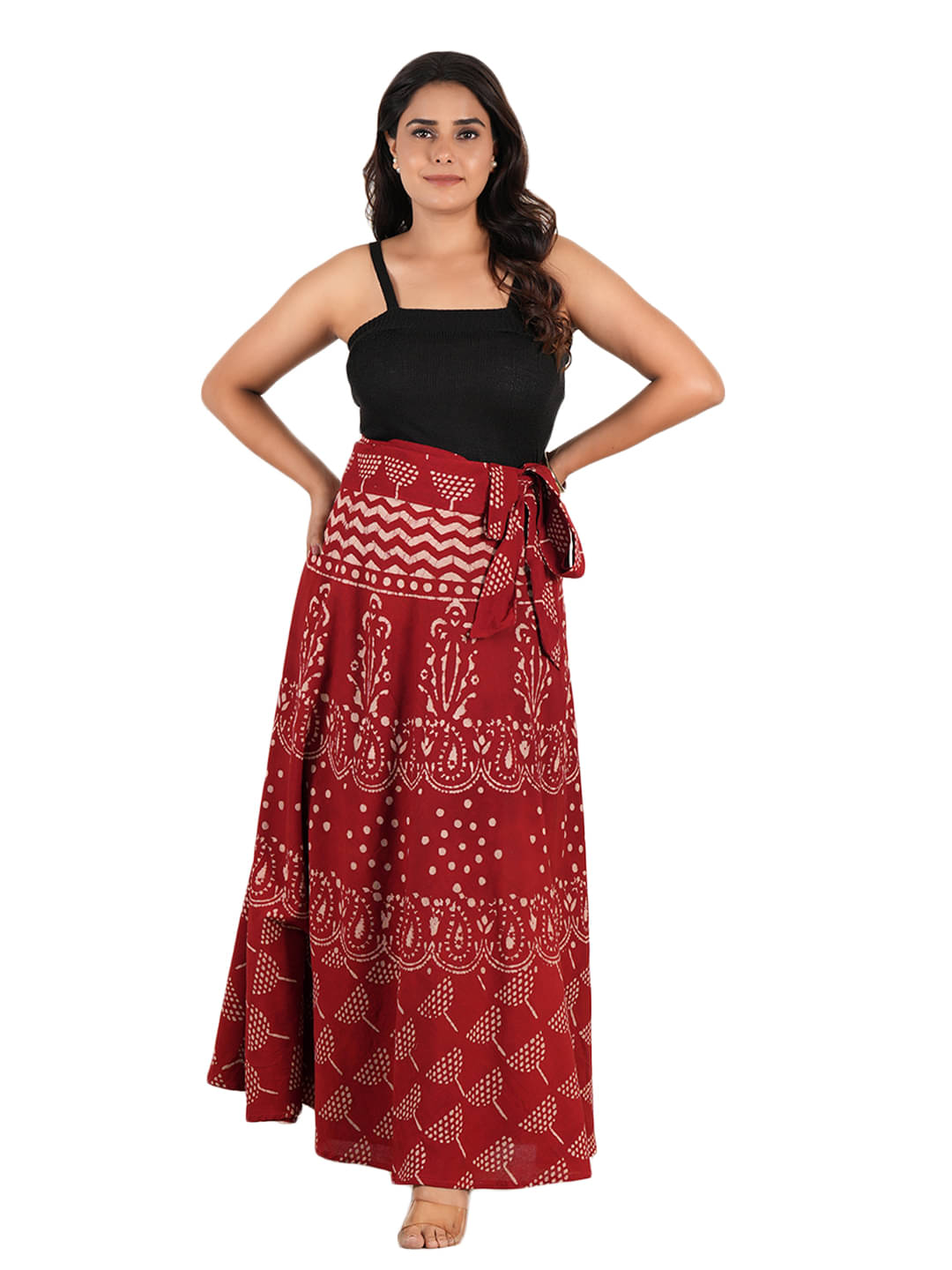 STYLE SHOES Maroon Cotton Blend Women's Wrap Skirt ( Pack of 1 ) STYLE SHOES Maroon Cotton Blend Women's Wrap Skirt ( Pack of 1 )