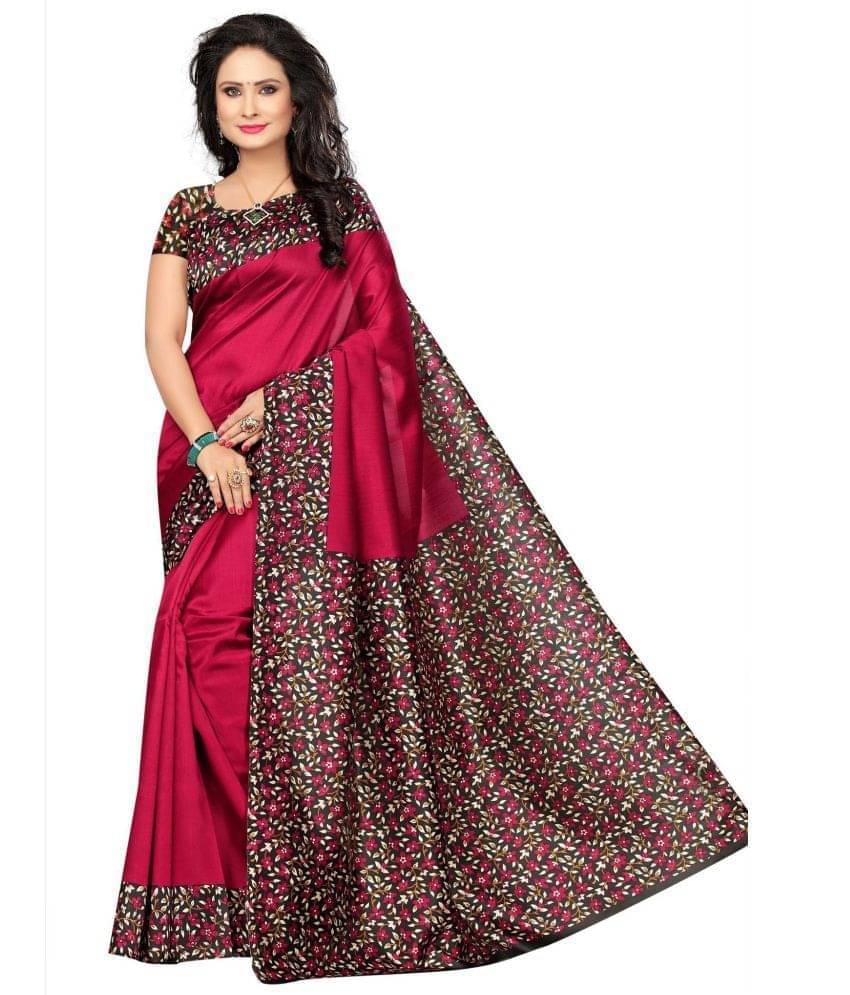     			Samai Cotton Silk Applique Saree With Unstitched Blouse Piece ( Maroon )