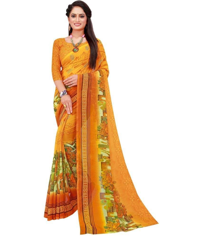     			Samai Cotton Silk Colorblock Saree With Unstitched Blouse Piece ( Mustard )