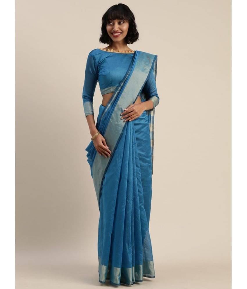     			Samai Cotton Silk Woven Saree With Unstitched Blouse Piece ( Blue )