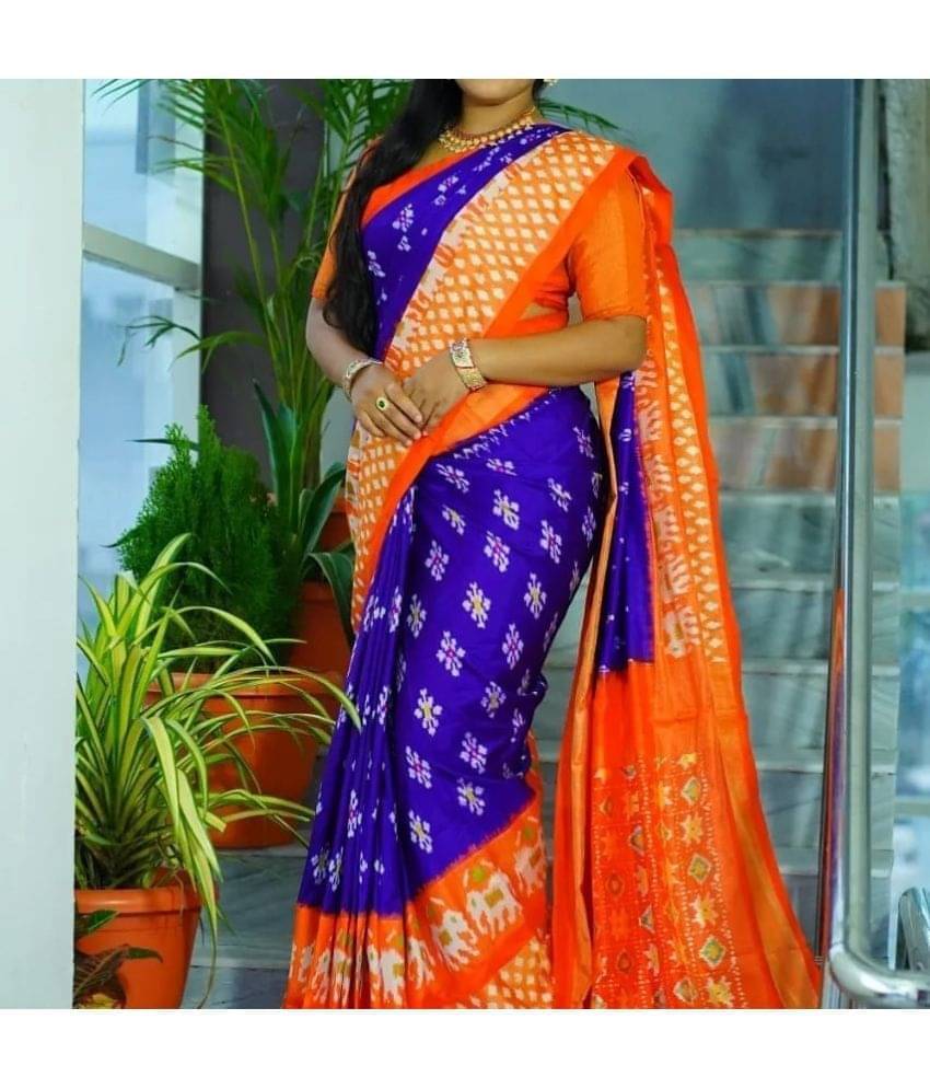 Samai Crepe Printed Saree With Unstitched Blouse Piece ( Orange ) Samai Crepe Printed Saree With Unstitched Blouse Piece ( Orange )