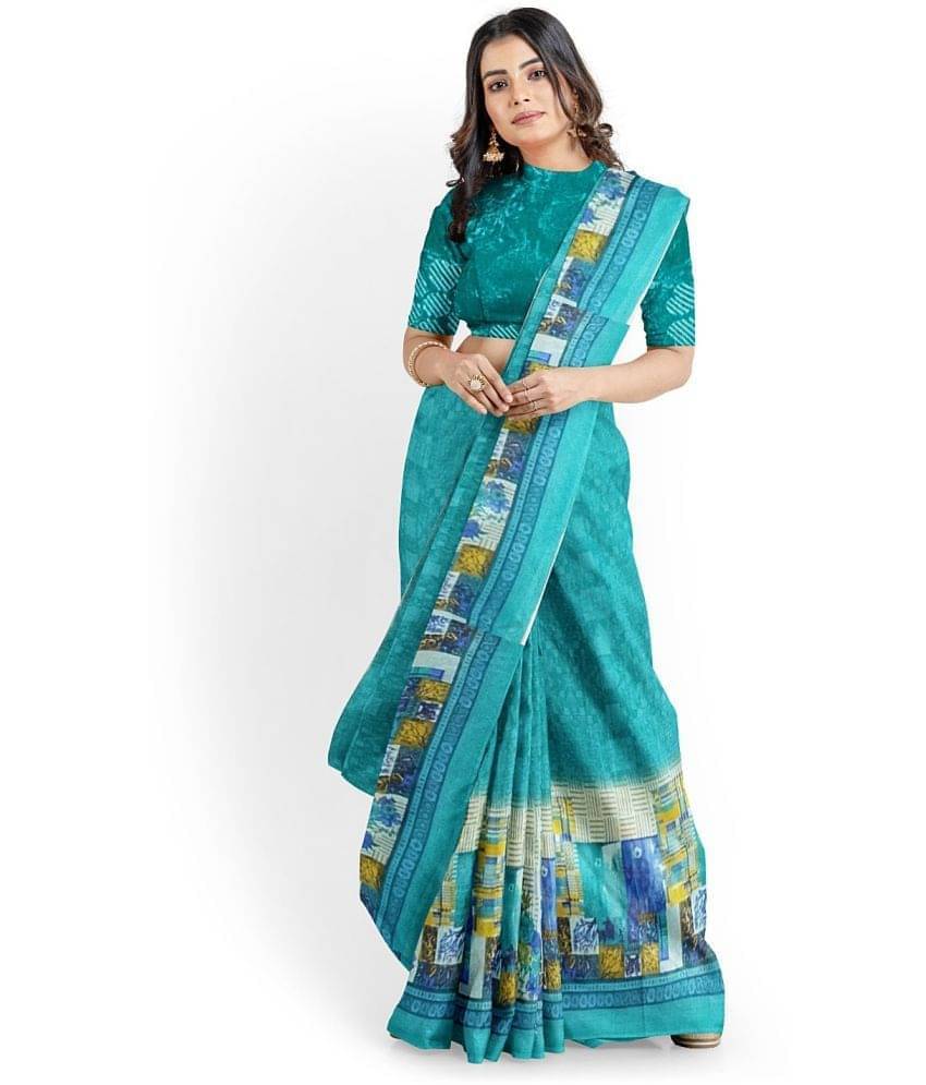     			Samai Georgette Printed Saree With Unstitched Blouse Piece ( Light Blue )
