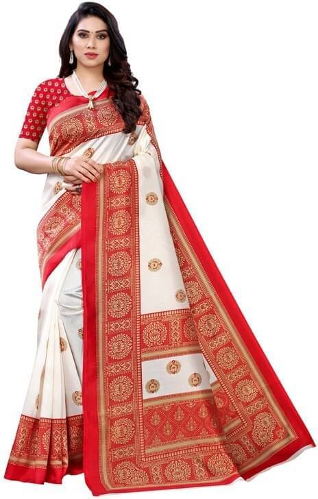     			Samai Net Cut Outs Saree With Unstitched Blouse Piece ( Red )