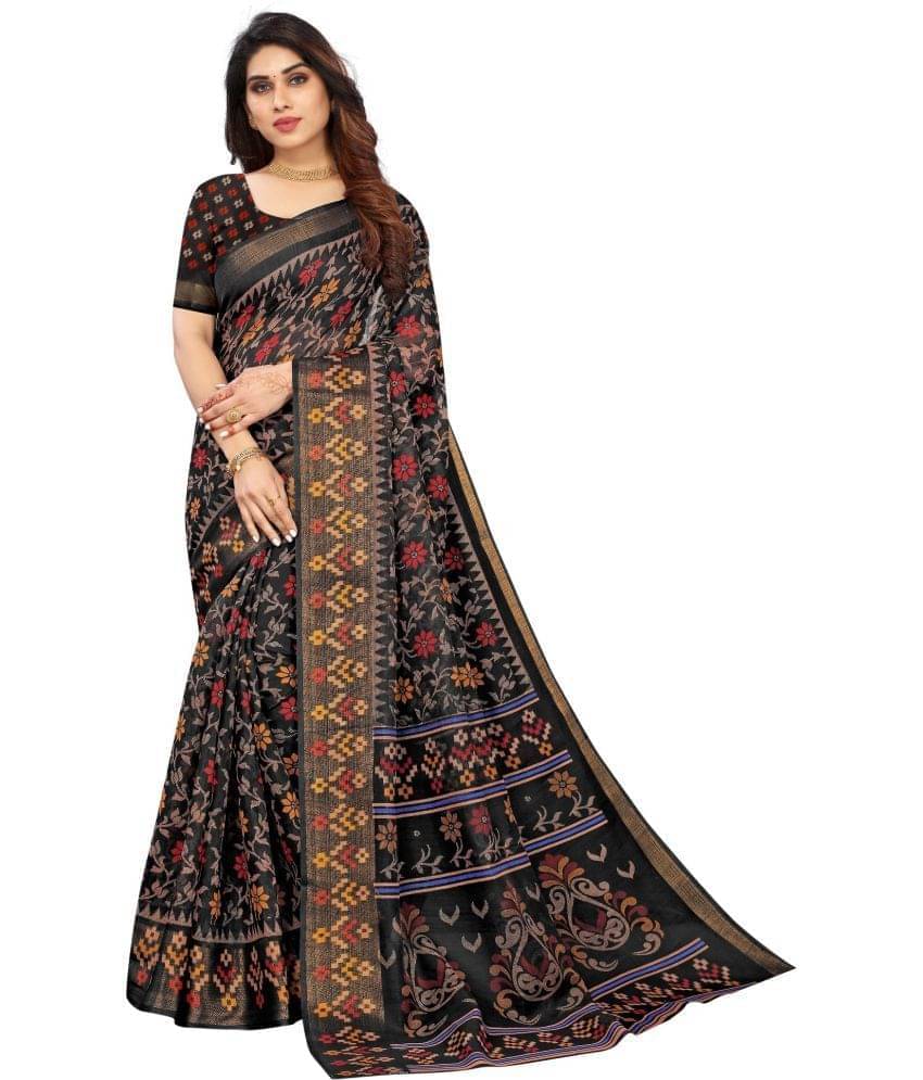    			Samai Net Cut Outs Saree With Unstitched Blouse Piece ( Black )