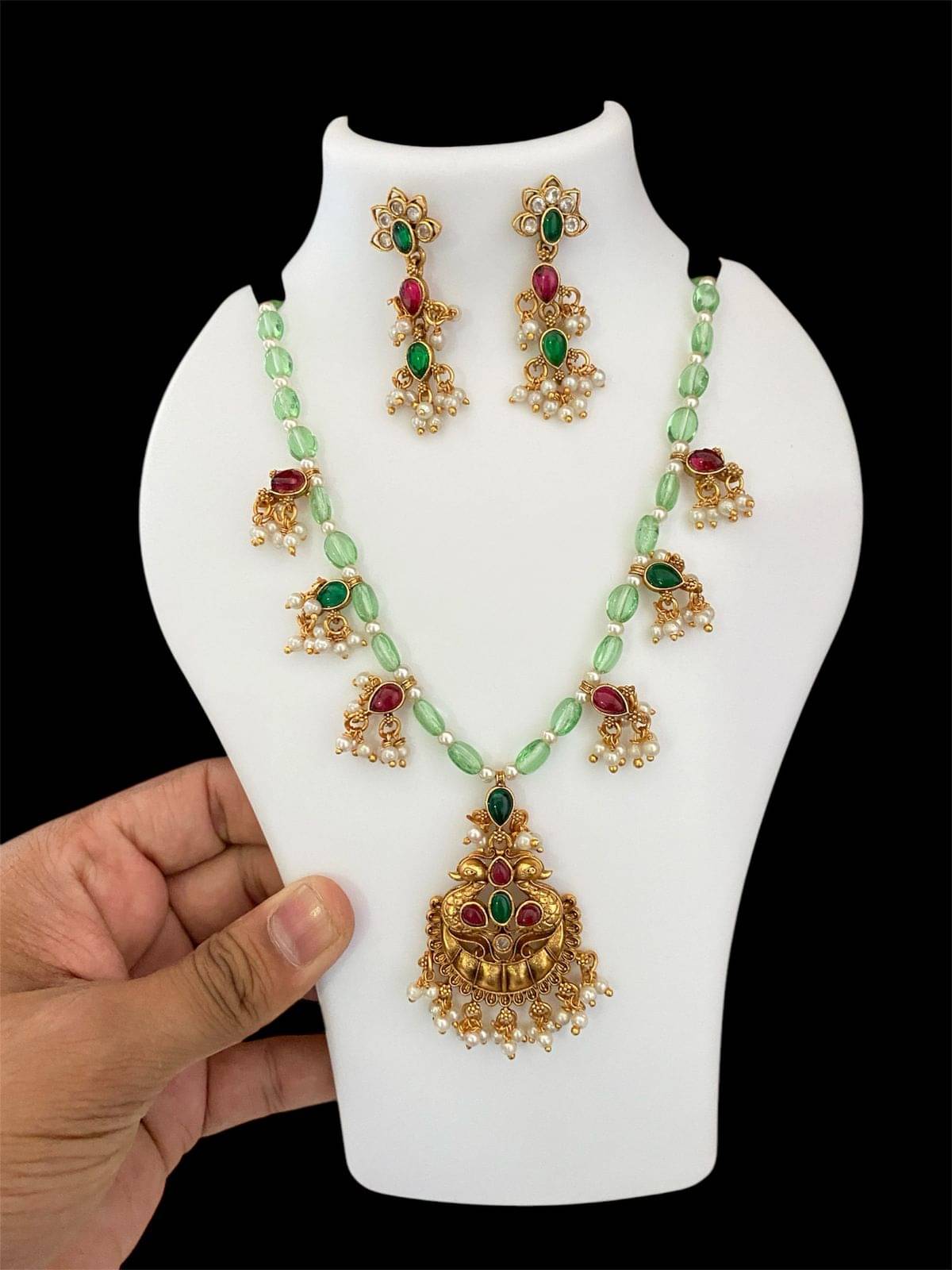     			Shilpa Creation Mint Green Alloy Necklace Set ( Pack of 1 )