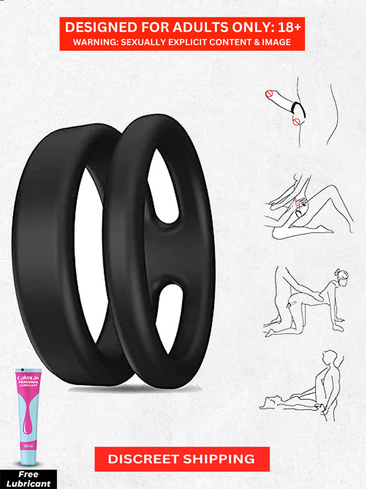     			Strong Erection Cock Ring Silicone Material Easy to Wear and Easy to Wash Penis Ring For Men with Free Lube by Naughty Nights