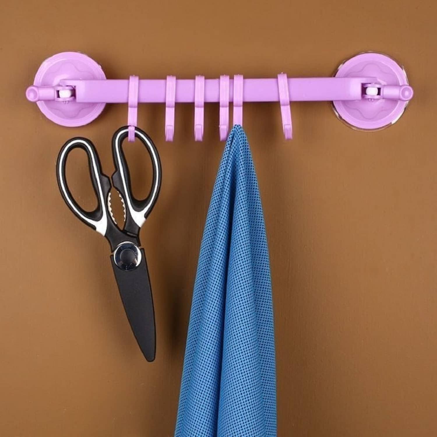 Stylish Chic T Lock-Type Suction Cup Holder | 6 Linked Multifunctional Shelf | Kitchen & Bathroom Storage Rack | Easy Installation & Space-Saving Storage Solution MULTICOLOR