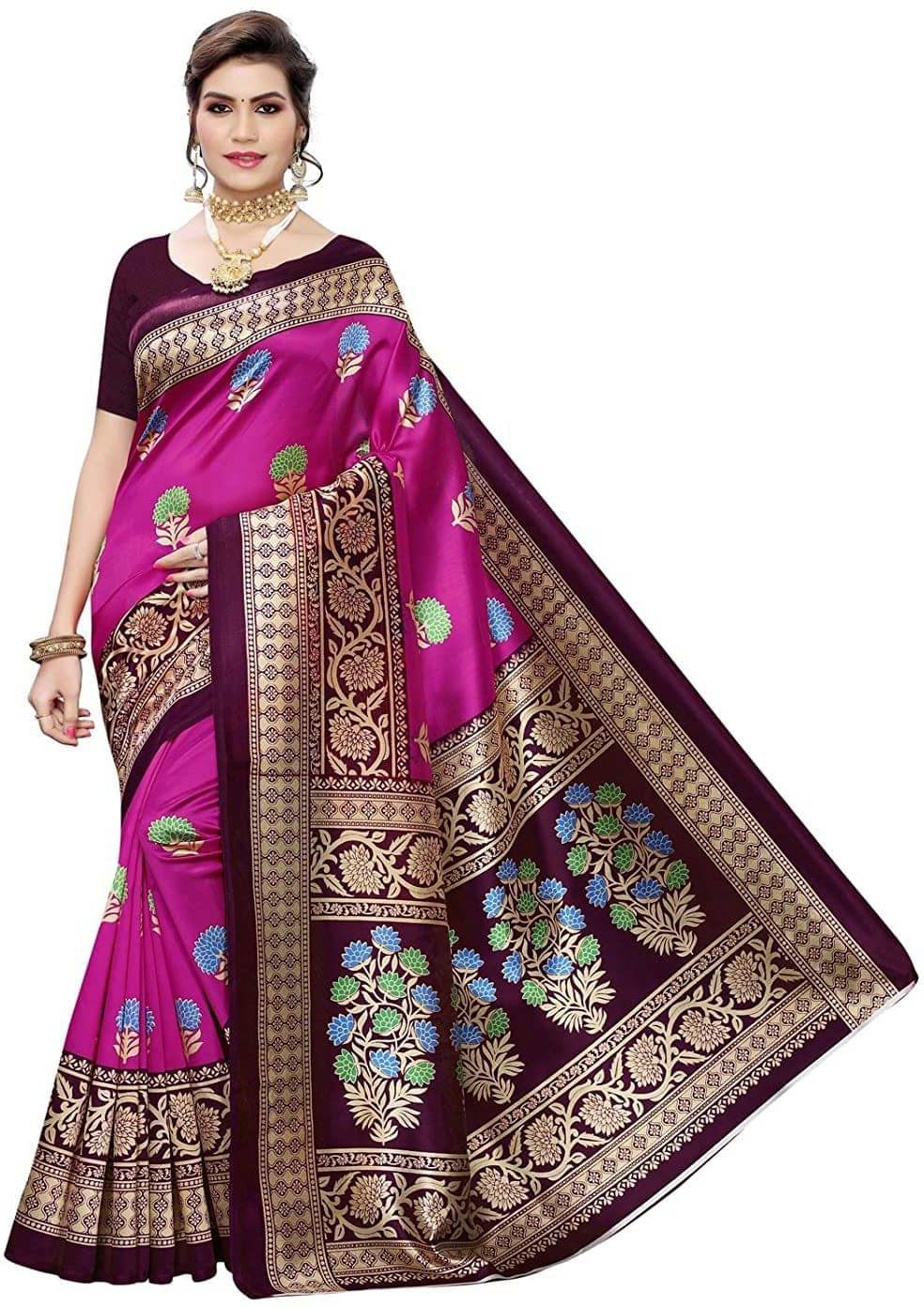 Suntex Art Silk Printed Saree With Unstitched Blouse Piece ( Multicolor 2 ) Suntex Art Silk Printed Saree With Unstitched Blouse Piece ( Multicolor 2 )