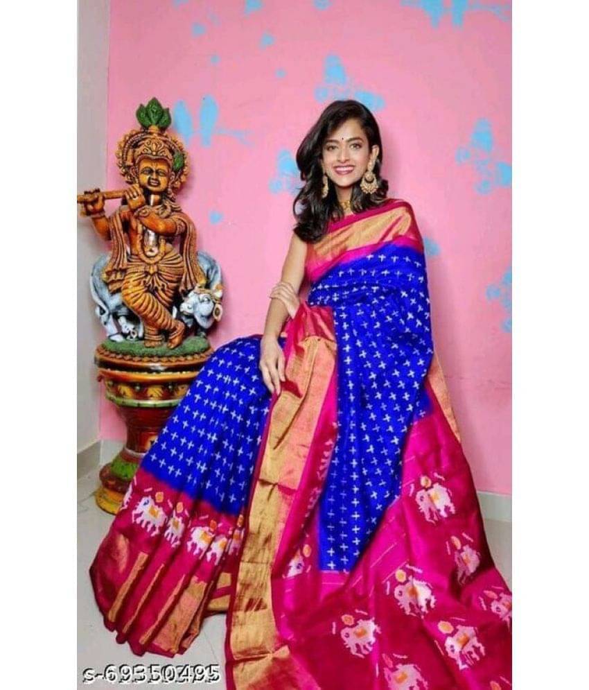     			Suntex Cotton Printed Saree With Unstitched Blouse Piece ( Blue )