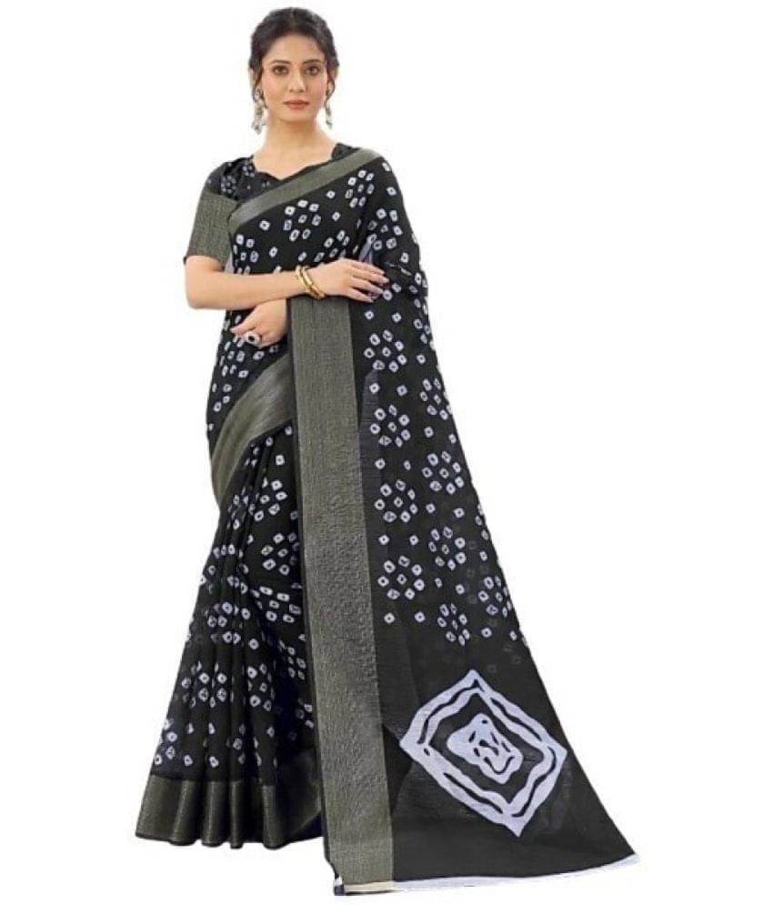     			Suntex Cotton Silk Applique Saree With Unstitched Blouse Piece ( Black )
