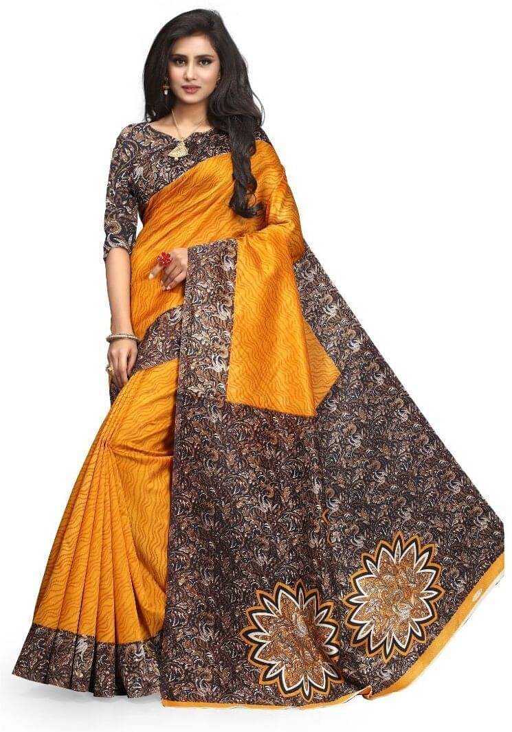     			Suntex Cotton Silk Embellished Saree With Unstitched Blouse Piece ( Yellow )