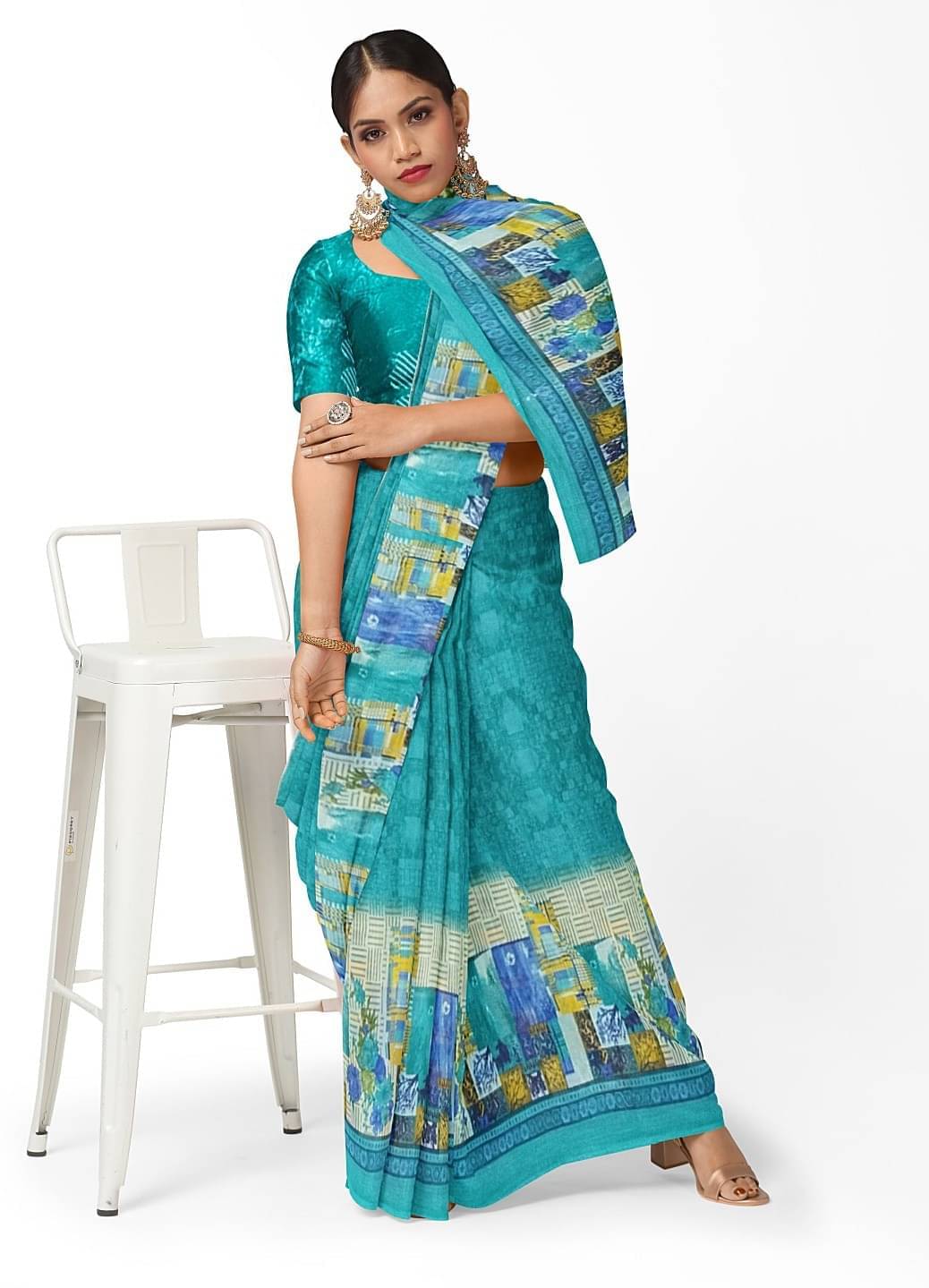     			Suntex Net Cut Outs Saree With Unstitched Blouse Piece ( Red )